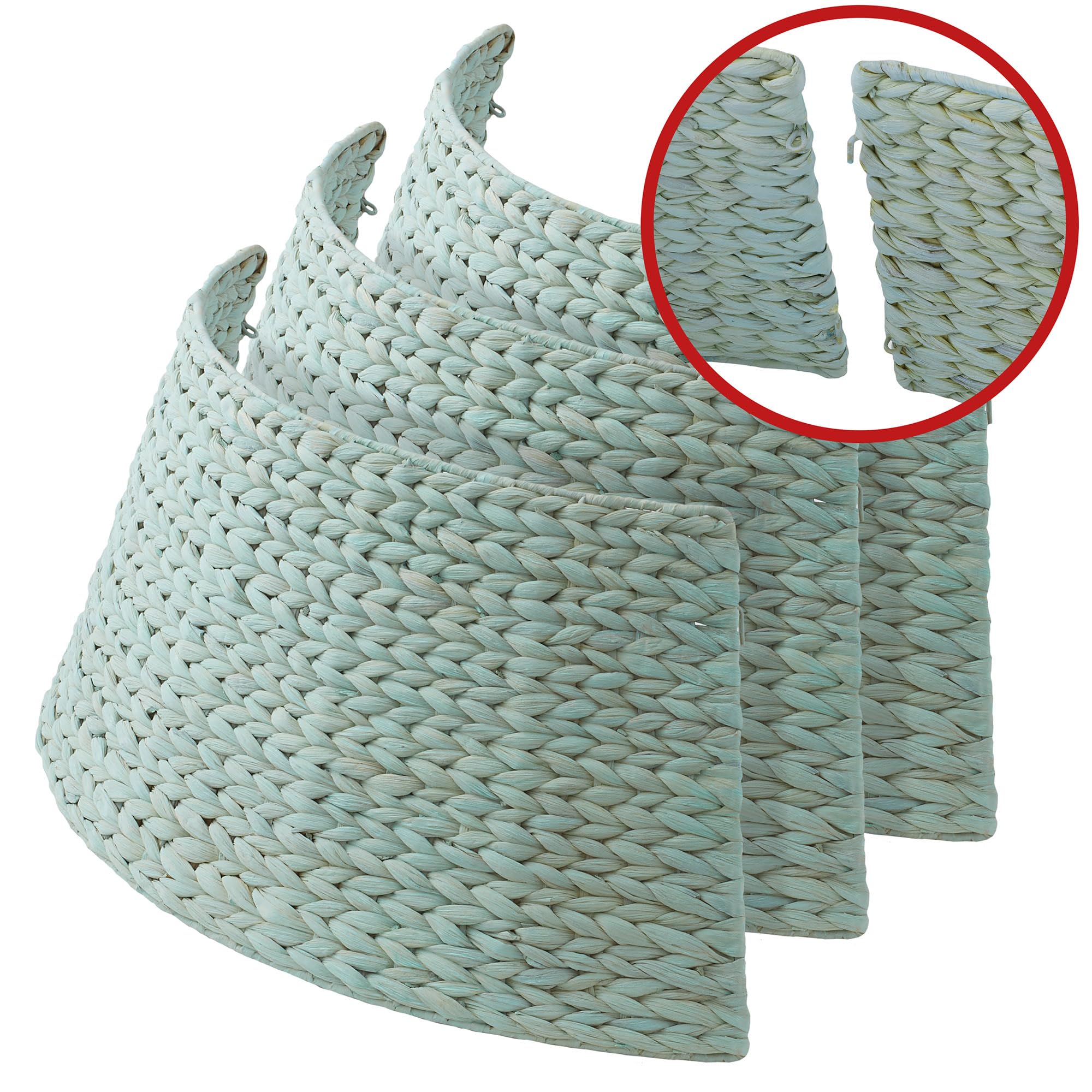 Casafield 32-Inch Christmas Tree Collar, Woven Water Hyacinth Tree Base Cover with Cord Cut Out, Seafoam