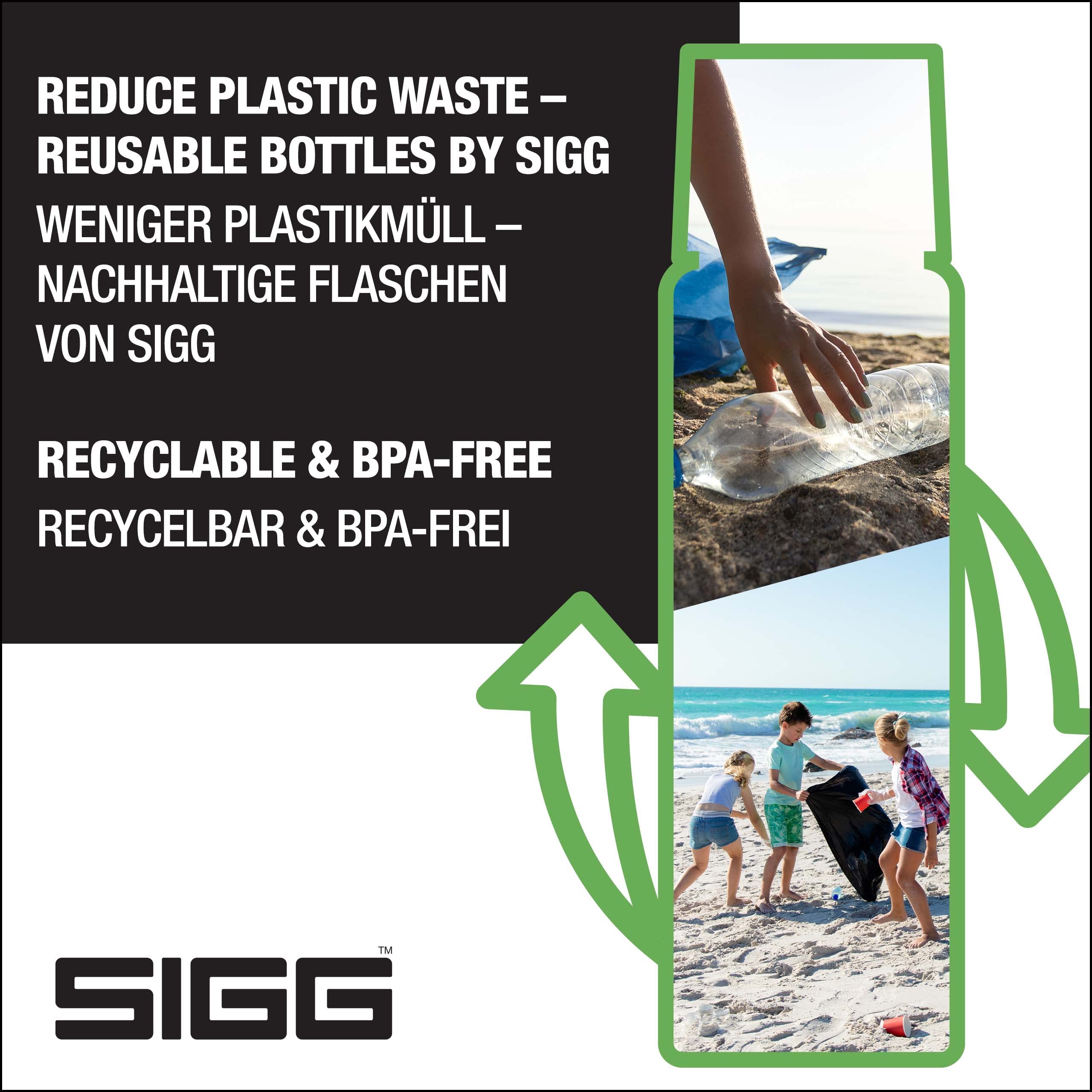 Sigg - Obsidian Insulated Water Bottle - Thermo Flask With Cup - Leakproof - Lightweight - Bpa Free - 18/8 Stainless Steel - 37