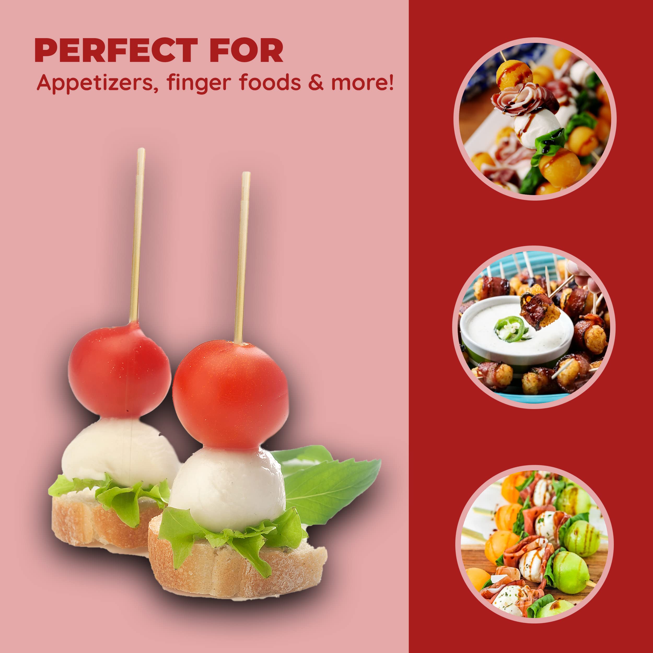 Jacent 4 Inch Appetizer Bamboo Skewers. 300 Count Per Pack, 1-Pack