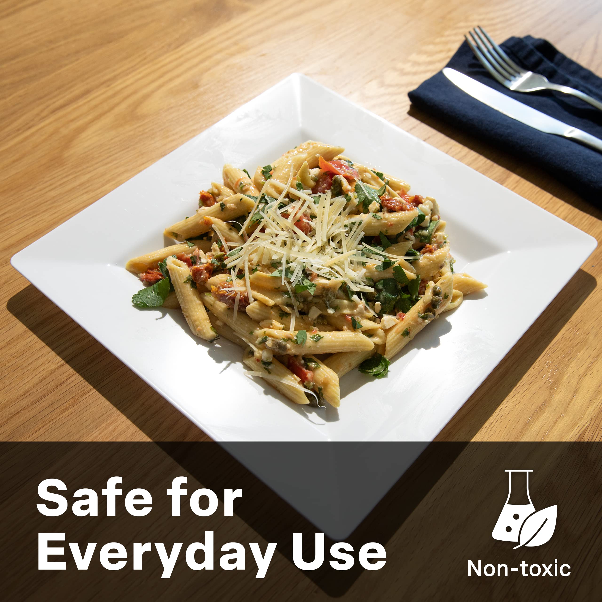 Aya'S Cutlery Kingdom 100 Square Plastic Plates - Heavy Duty Disposable Plates - Includes 50 Dinner Plates (10-Inch) And 50 Sala