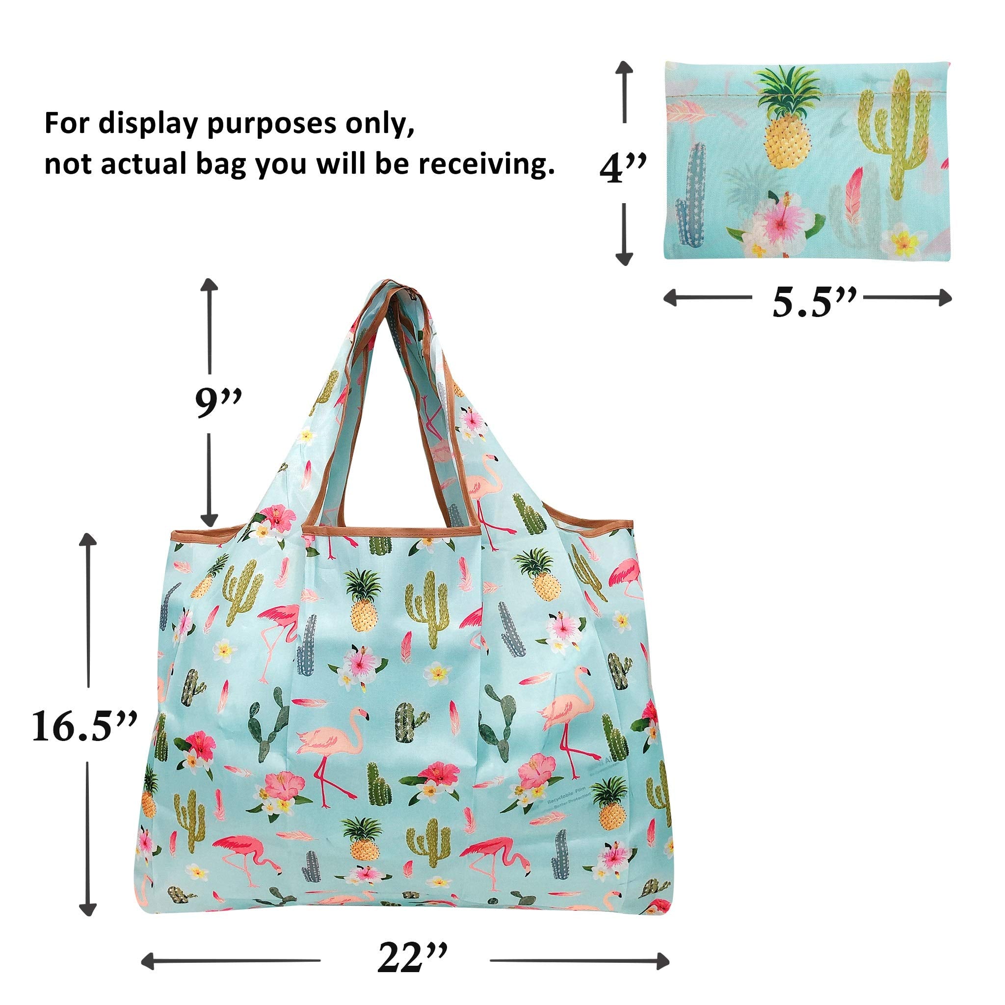 Allydrew Large Foldable Tote Nylon Reusable Grocery Bags, Monkey Business