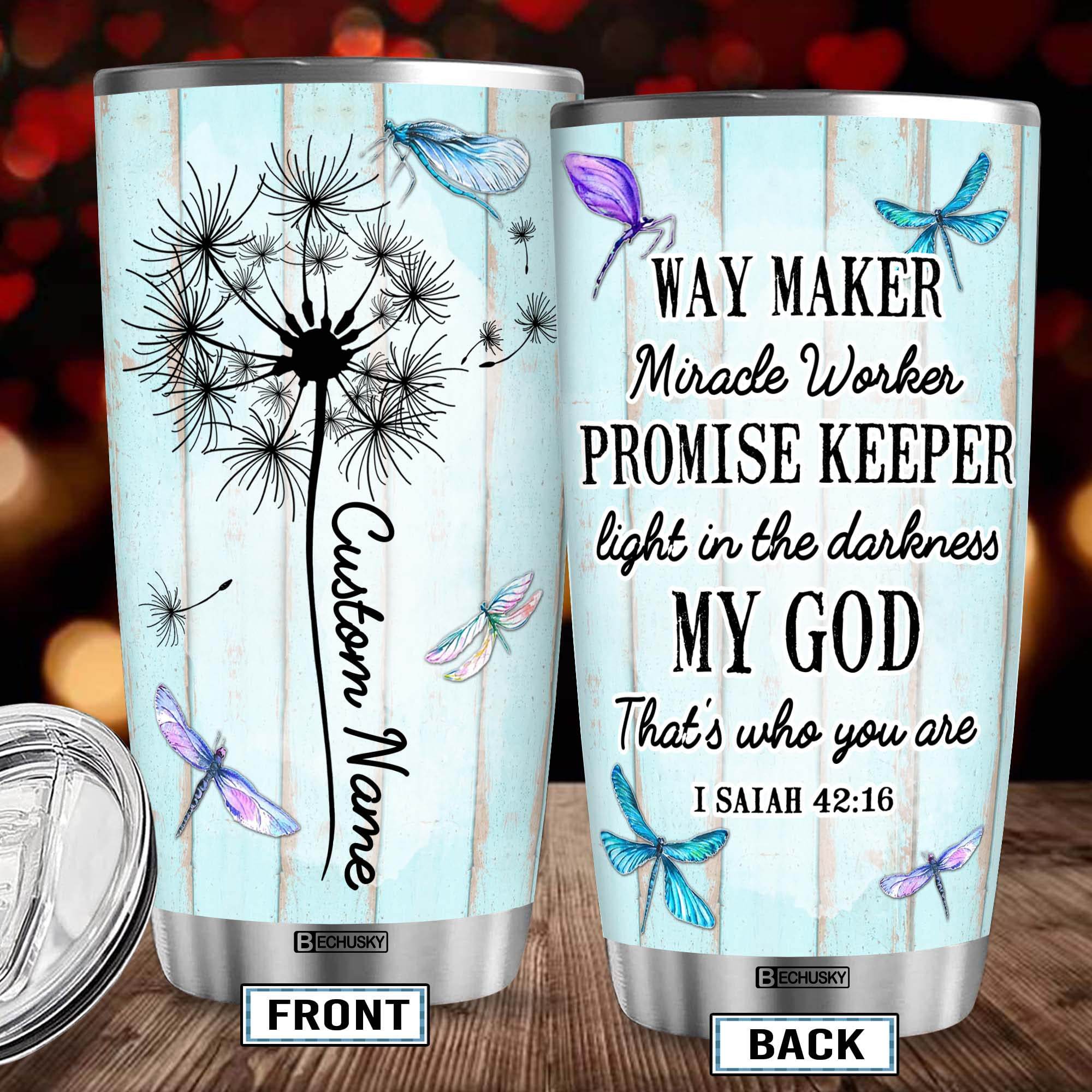 Bechusky Personalized Christian Tumbler, Christian Gift For Women Tumbler - Birthday Gifts For Women - Friend Gifts For Women Bi