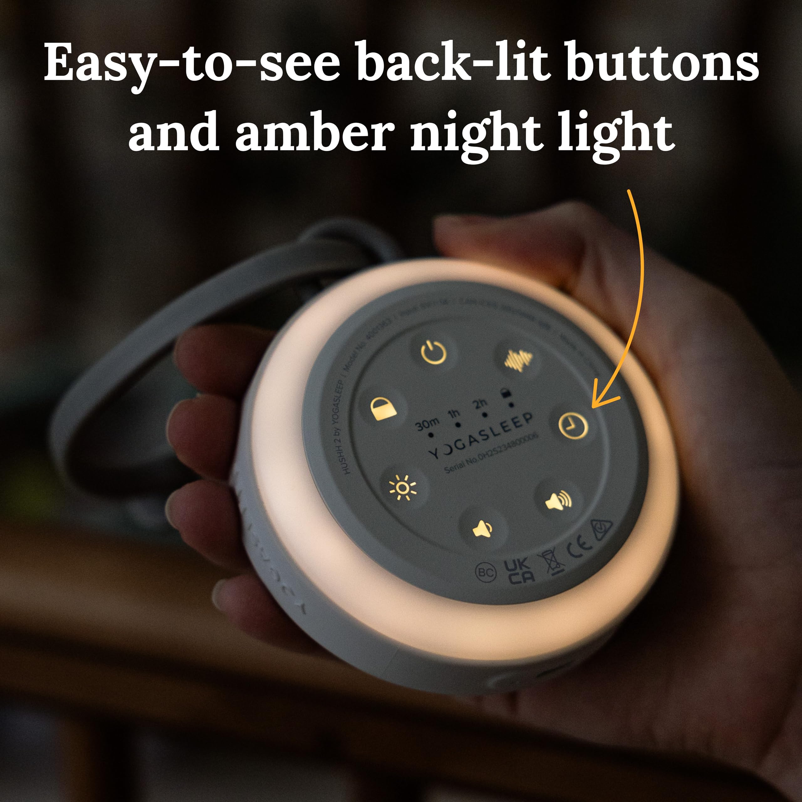 Yogasleep Hushh 2 Portable Sound Machine For Baby And Kids, Backlit Buttons & Night Light, More Durability, 6 Soothing Natural S