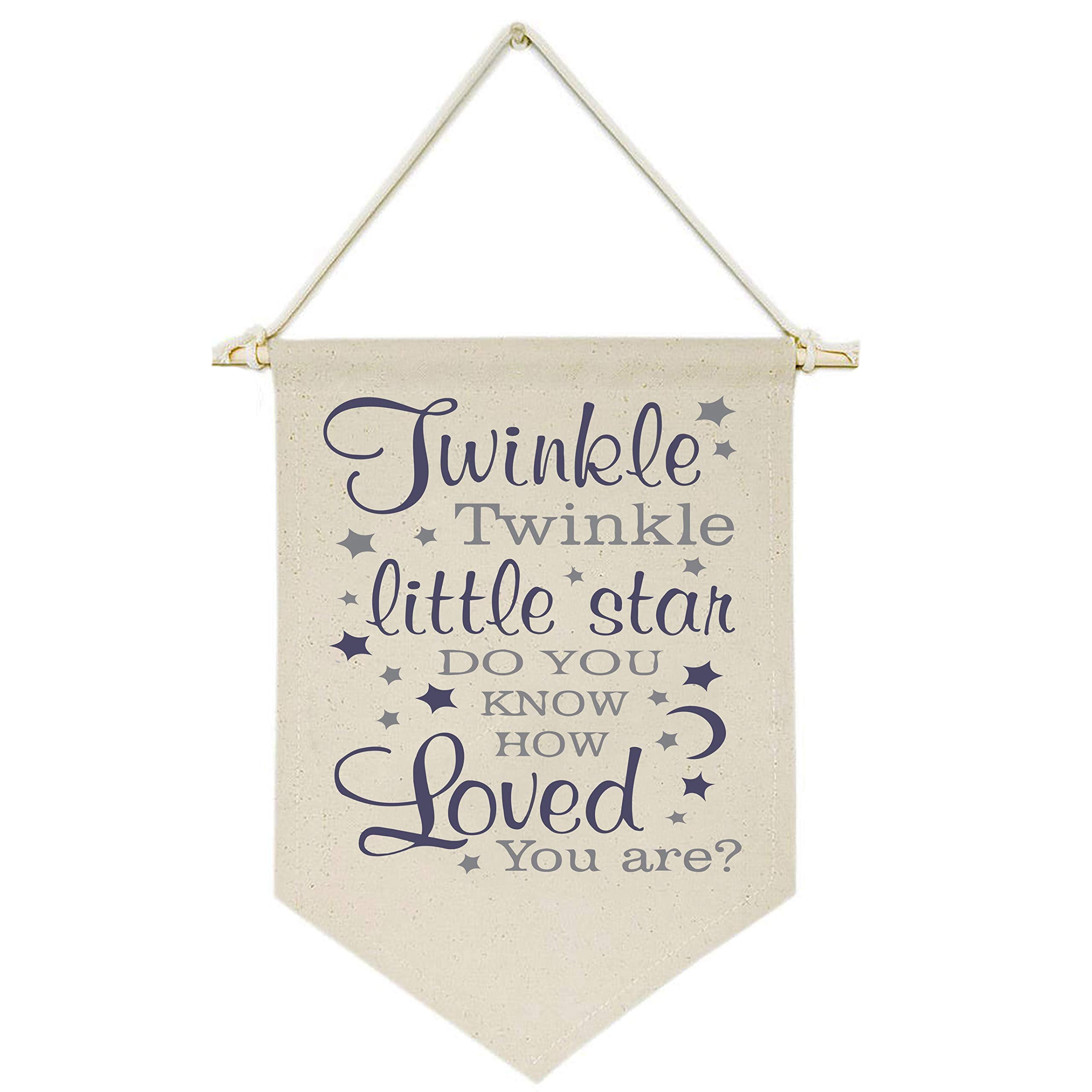 Twinkle Twinkle Little Star, Do You Know How Loved You Are -Canvas Hanging Flag Banner Wall Sign Decor Gift For Baby Kids Girl B