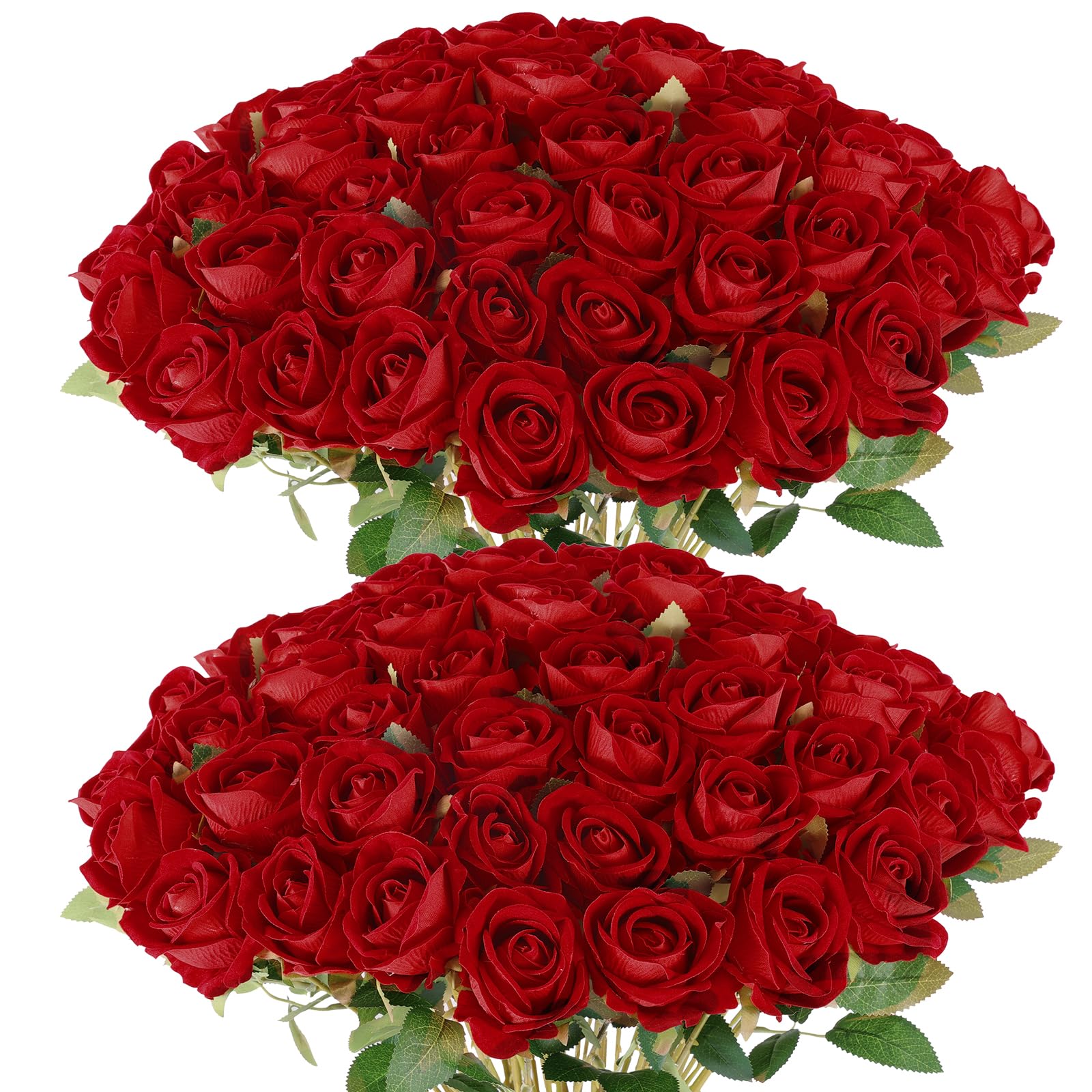 Rowfad 120 Pcs Artificial Roses Bulk Velvet Silk White Roses White Roses for Wedding Centerpieces Bridal Bouquet Mohters Day Va