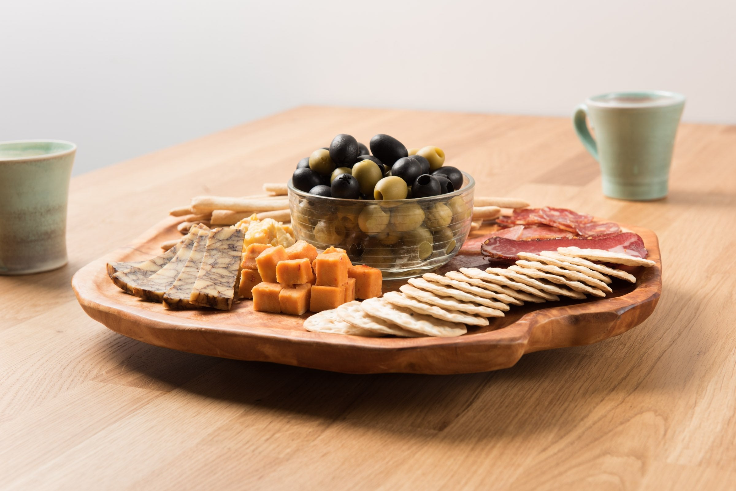 Driini Premium Handmade Root Wood Lazy Susan Turntable Organizer - Rustic Wooden Serving Platter Cheese Board (12'')
