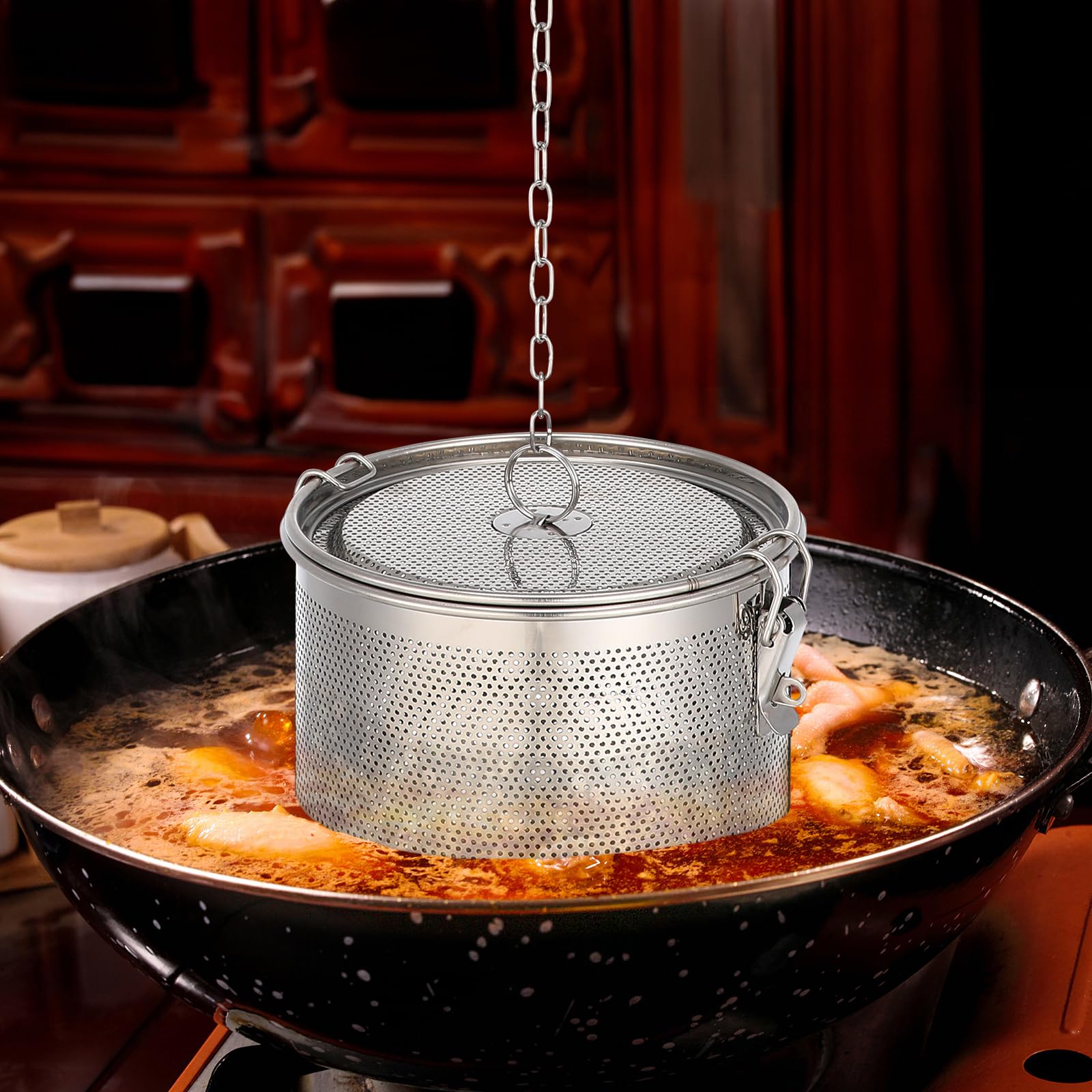 Hemoton Stainless Steel Seasoning Strainer Tea Ball Filter Soup Seasonings Seperation Basket Loose Leaf Tea Infuser For Home Res