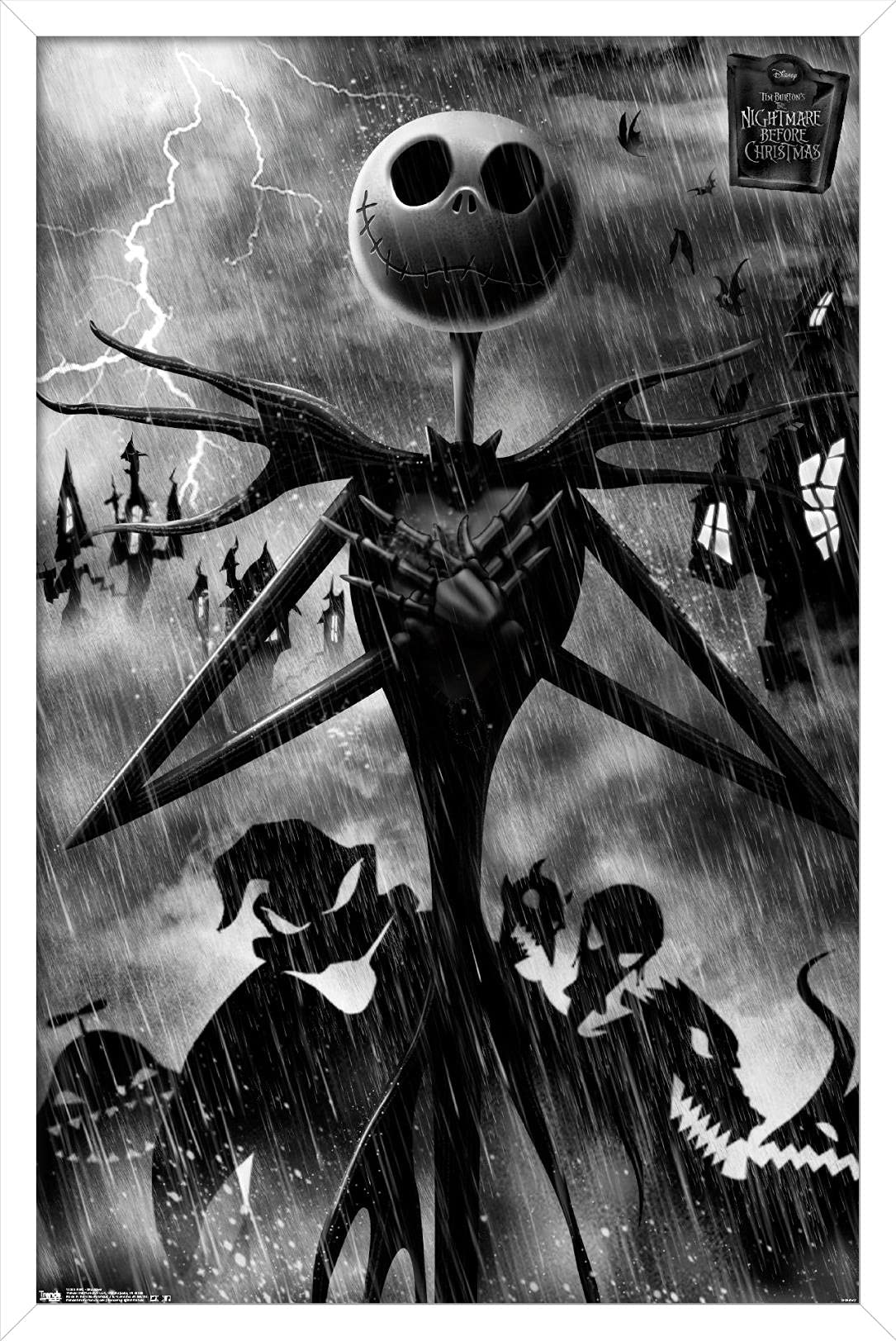Trends International Disney Tim Burton'S The Nightmare Before Christmas-Shadows Wall Poster, 22.375'' X 34'', White Framed Versi