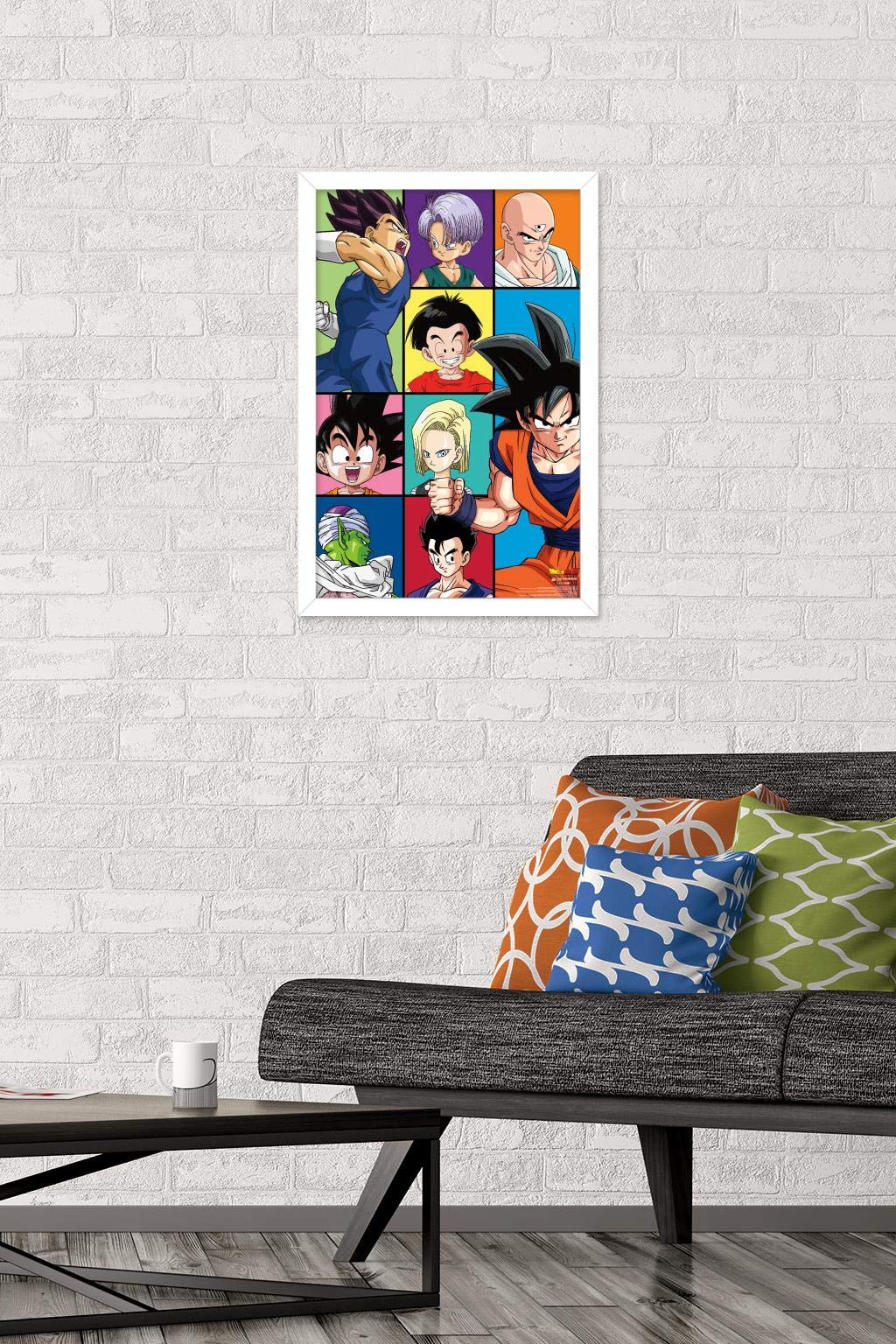 Trends International Dragon Ball Z - Grid Wall Poster, 14.725'' X 22.375'', White Framed Version
