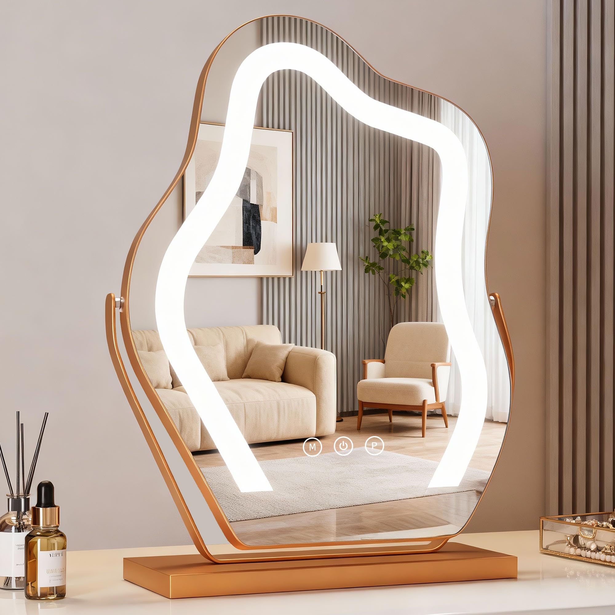 17 Makeup Mirror with Lights Tabletop Cloud Shaped