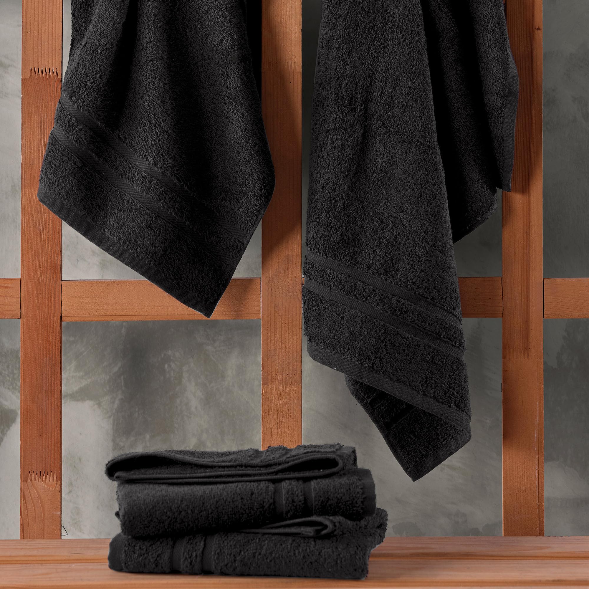 Hawmam Linen Black Hand Towels 4-Pack - 16 x 29 Turkish Cotton Premium Quality Soft and Absorbent Small Towels for Bathroom