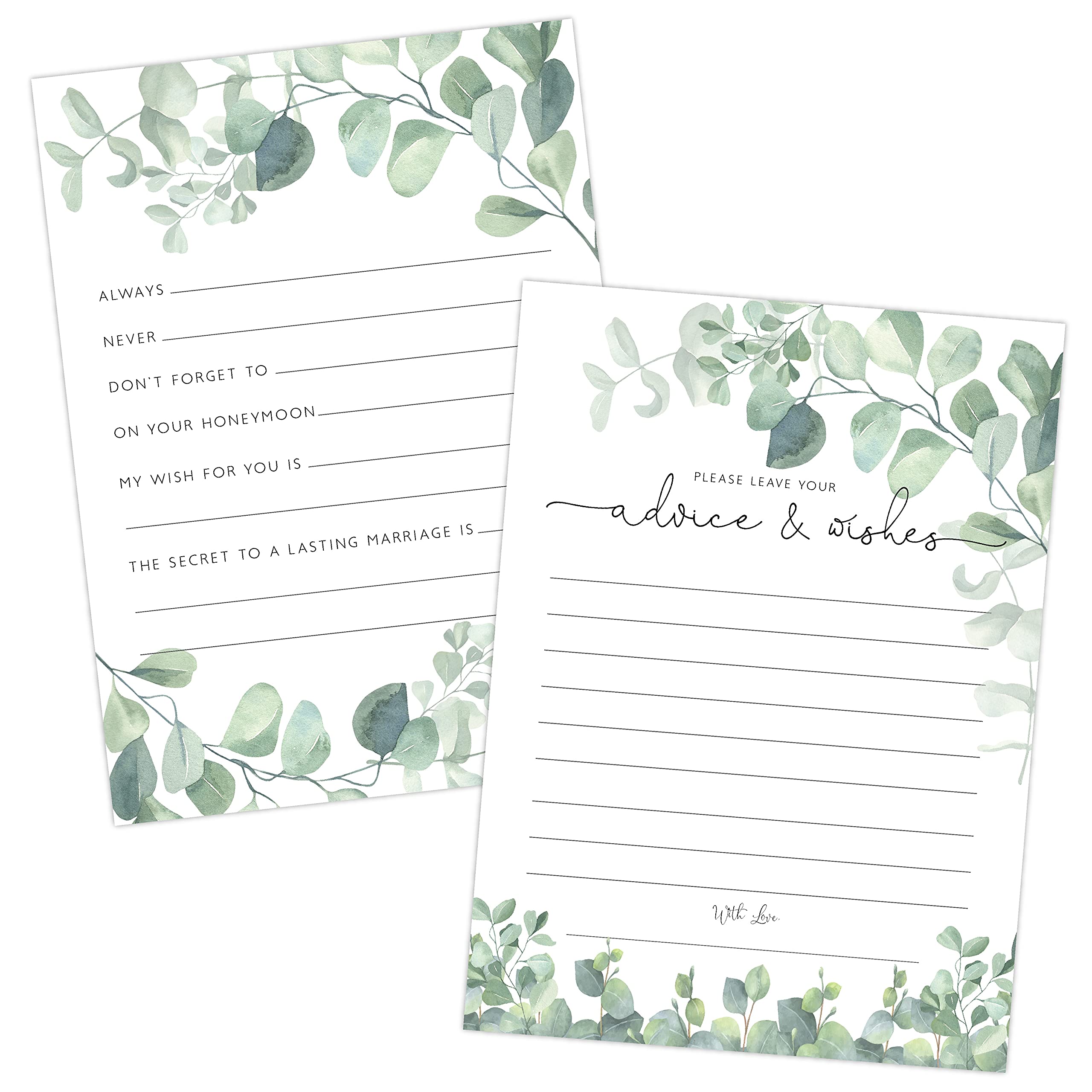 Your Main Event Prints Eucalyptus Advice And Wishes Cards For Bridal Showers, Weddings, And The Bride And Groom - Pack Of 50 5 '