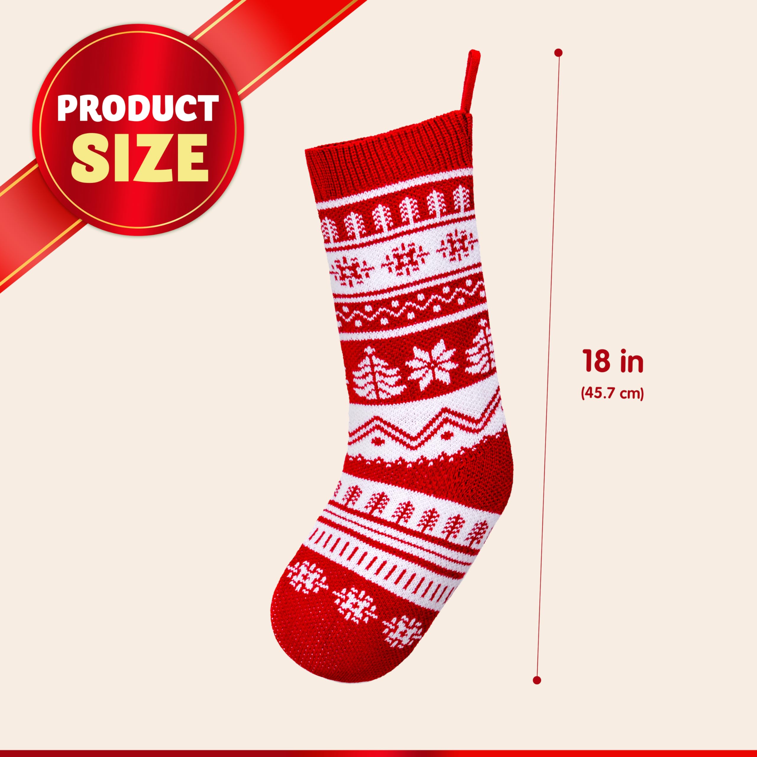 JOYIN 6 Pack 18 Christmas Knit Stockings, Large Rustic Yarn Xmas Stockings Bulk, Cable Knit Xmas Stockings with Snowflake Snowma