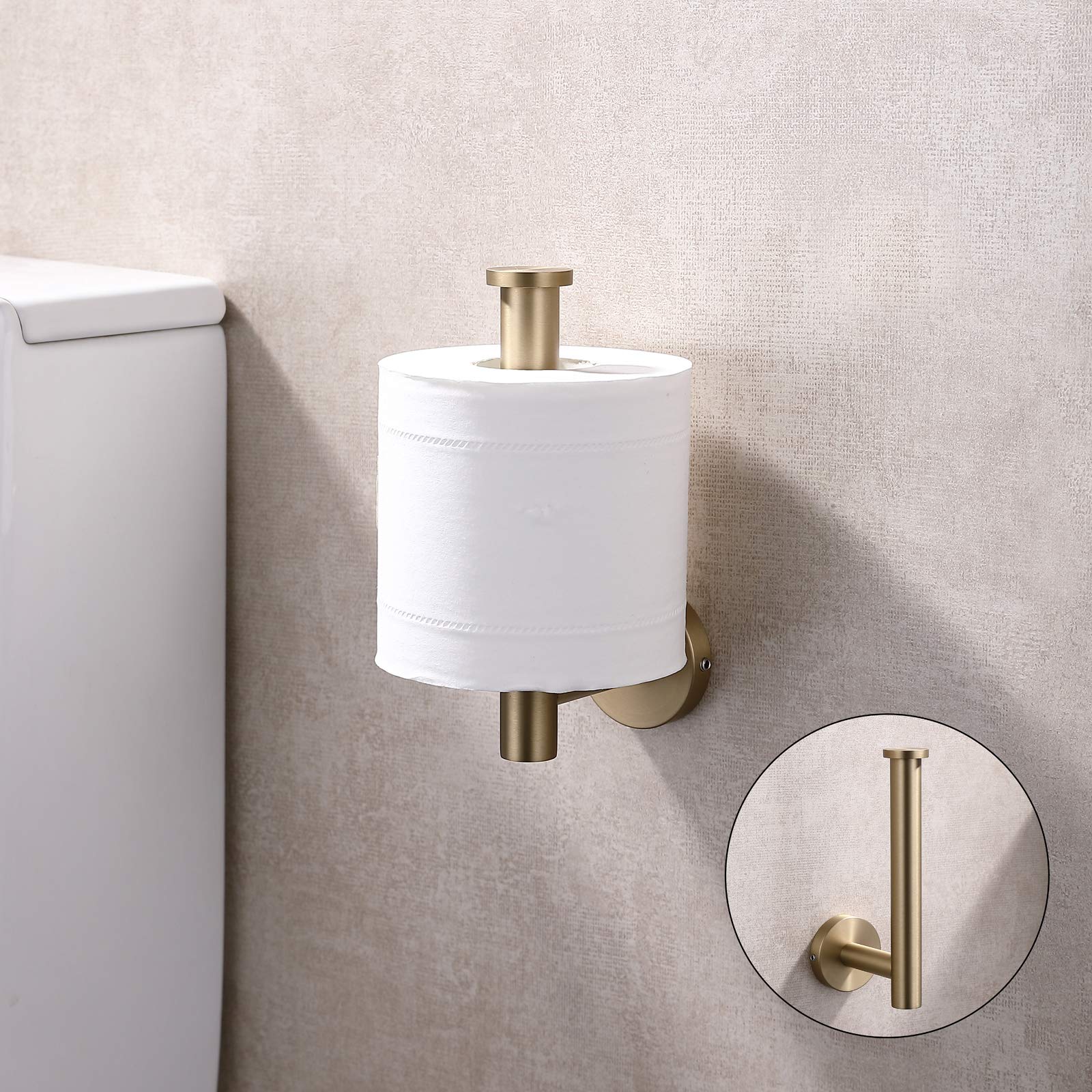 Tastos Brushed Gold Toilet Paper Holder Sus304 Stainless Steel, Modern Round Tissue Roll Holders Wall Mount, Toilet Paper Roll D