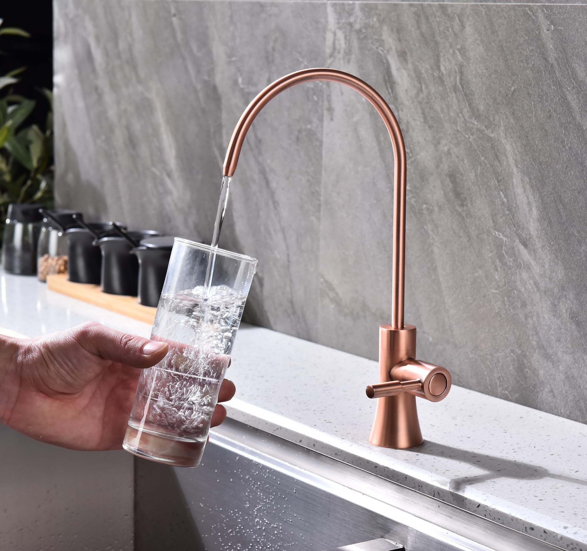 Ekrte Copper Drinking Water Purifier Faucet, Rose Gold Kitchen Bar Sink Drinking Water Purifier Faucet, Commercial Water Filtrat
