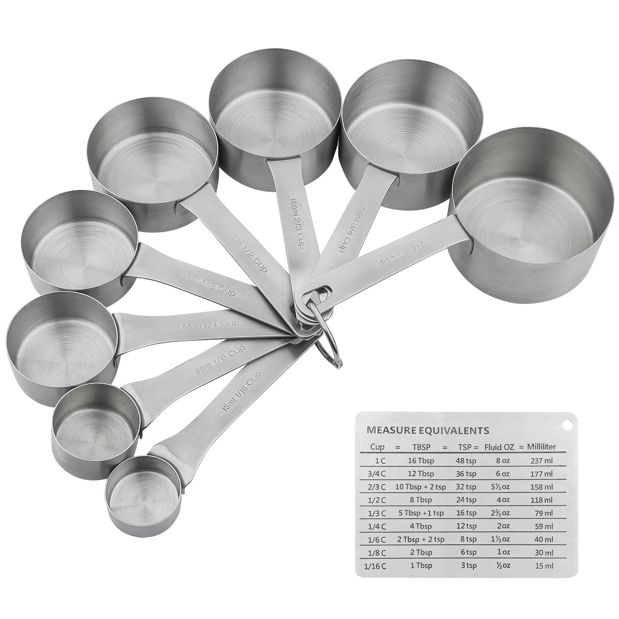 Nstezrne Measuring Cups And Spoons Set, 18/8 Stainless Steel 8 Measuring Cups And 9 Measuring Spoons With Leveler And Measuremen