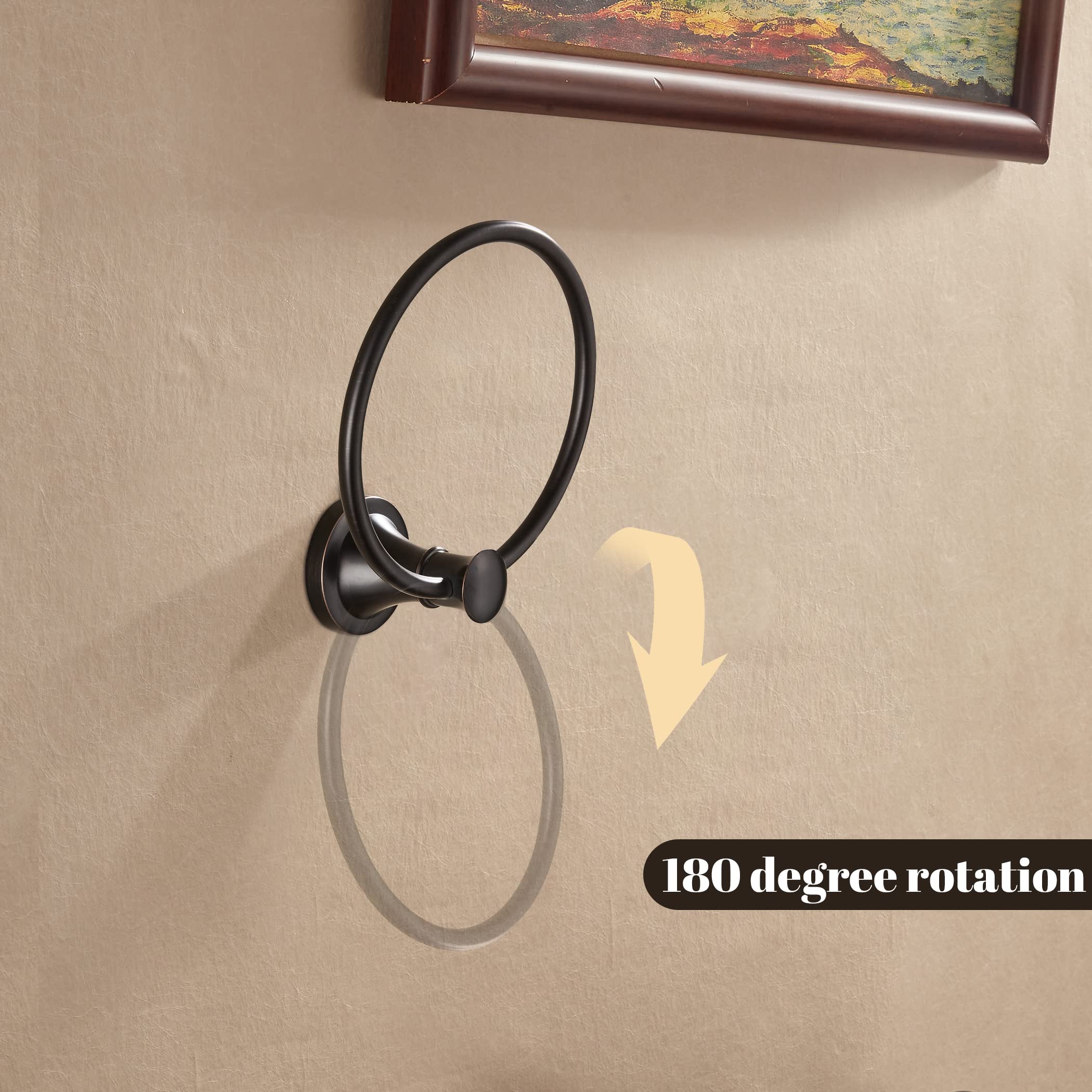 Wolibeer Bronze Towel Ring, Oil Rubbed Hand Towel Holder Rustic Bathroom Towel Hanger Sus 304 Stainless Steel Towel Rack Wall Mo