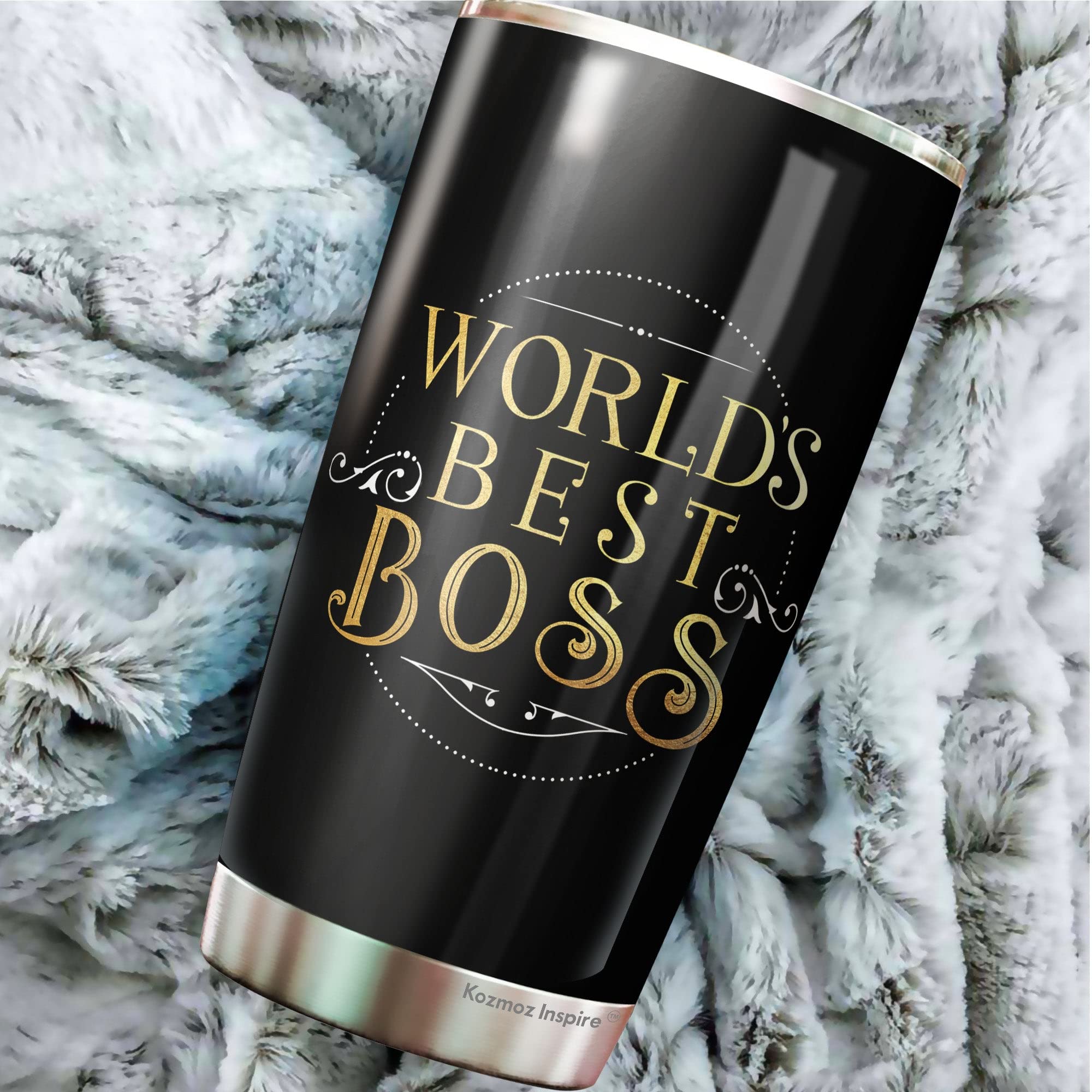 Kozmoz Inspire World's Best Boss Tumbler 20Oz - Boss Nutrition Facts Tumbler - Funny Boss Gifts for Women  Men  Manager  Female  Boss