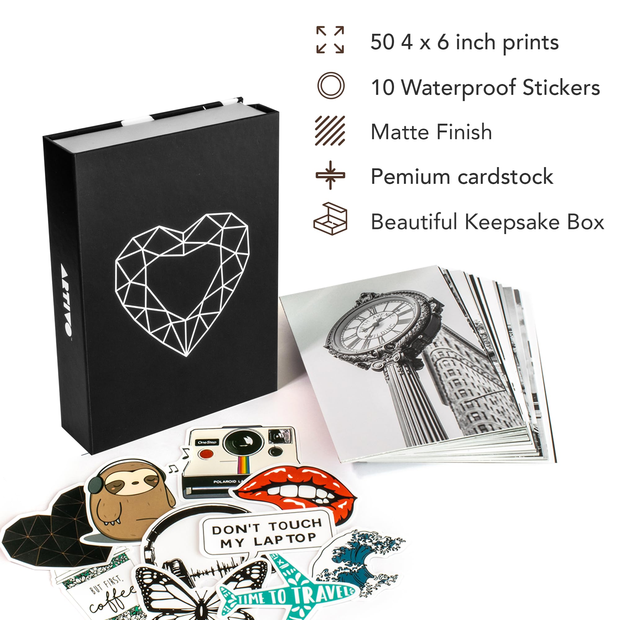 Artivo Black White Aesthetic Picture For Wall Collage 50 Set 4X6, City Chic Wall Decor For Teen Girls, Aesthetic Posters, Black