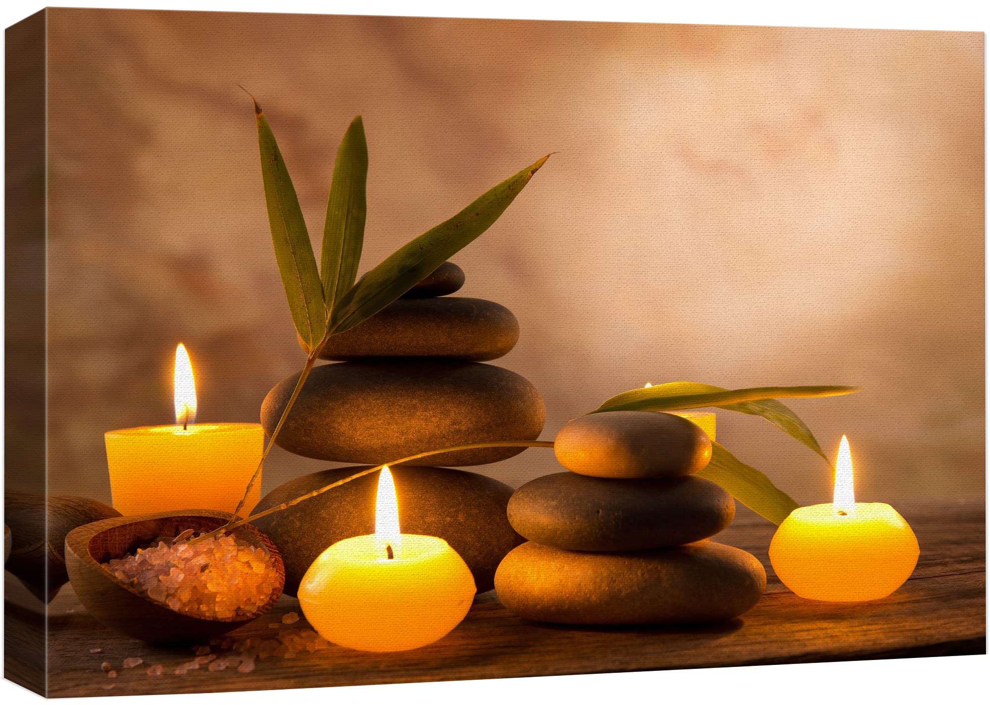 Wall26 Canvas Print Wall Art Candles With Massage Stones In Romantic Brown Atmosphere Floral Nature Photography Realism Bohemian