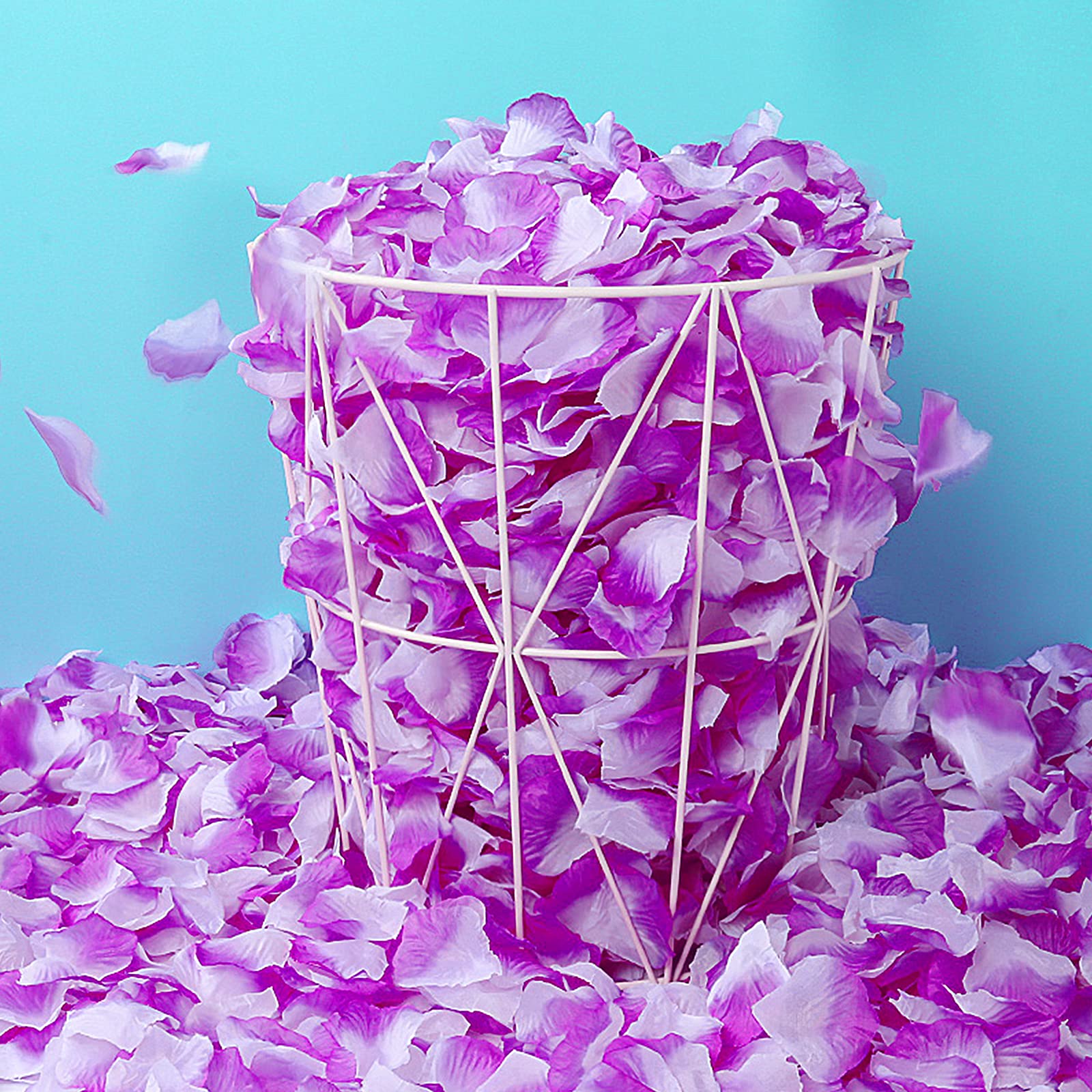 Neo LOONS 1000 Pcs Artificial Silk Rose Petals Decoration Wedding Party Color Purple & White