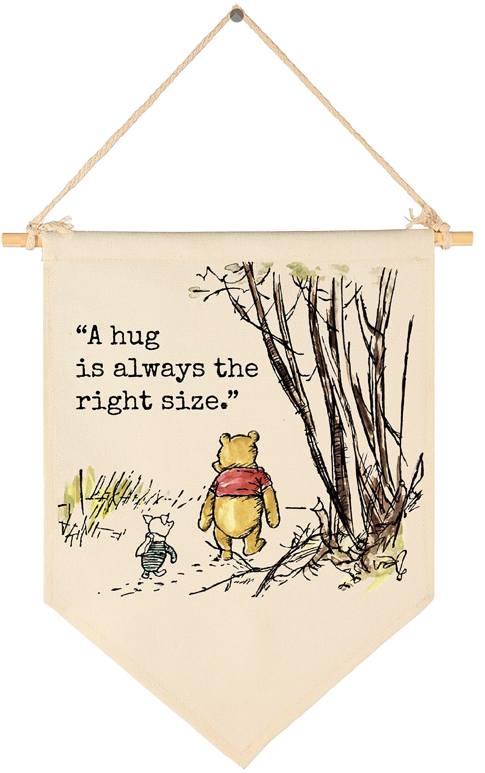 A Hug Is Always The Right Size-Christmas Birthday Party Bunting-Baby Gift Shower-Winie Wall Flag Decor Gift The Pooh-Banner Sign