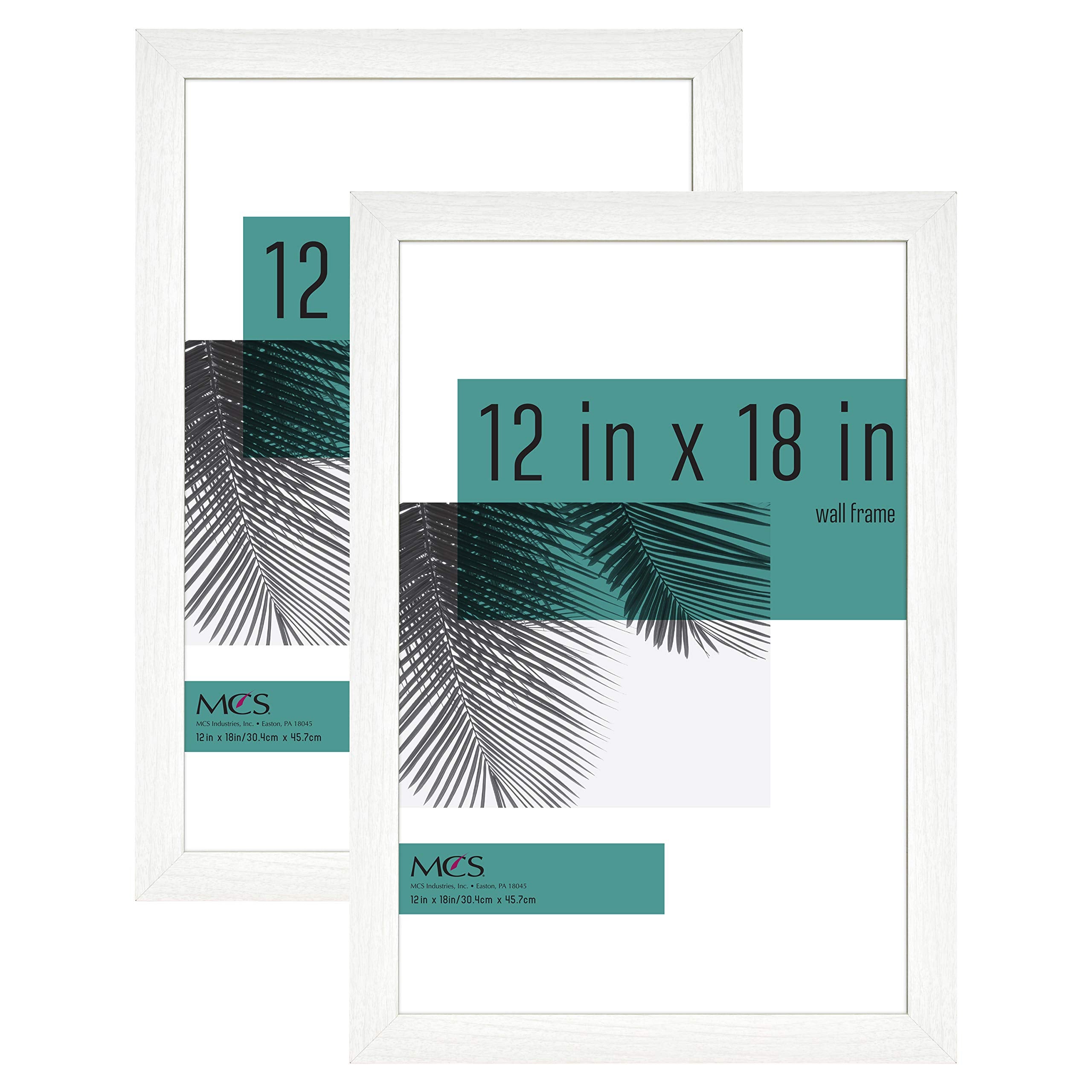 MCS Studio Gallery 12x18 Picture Frame White Woodgrain, Rectangle Photo Frame for Photos, Posters & Art Prints (2-Pack)