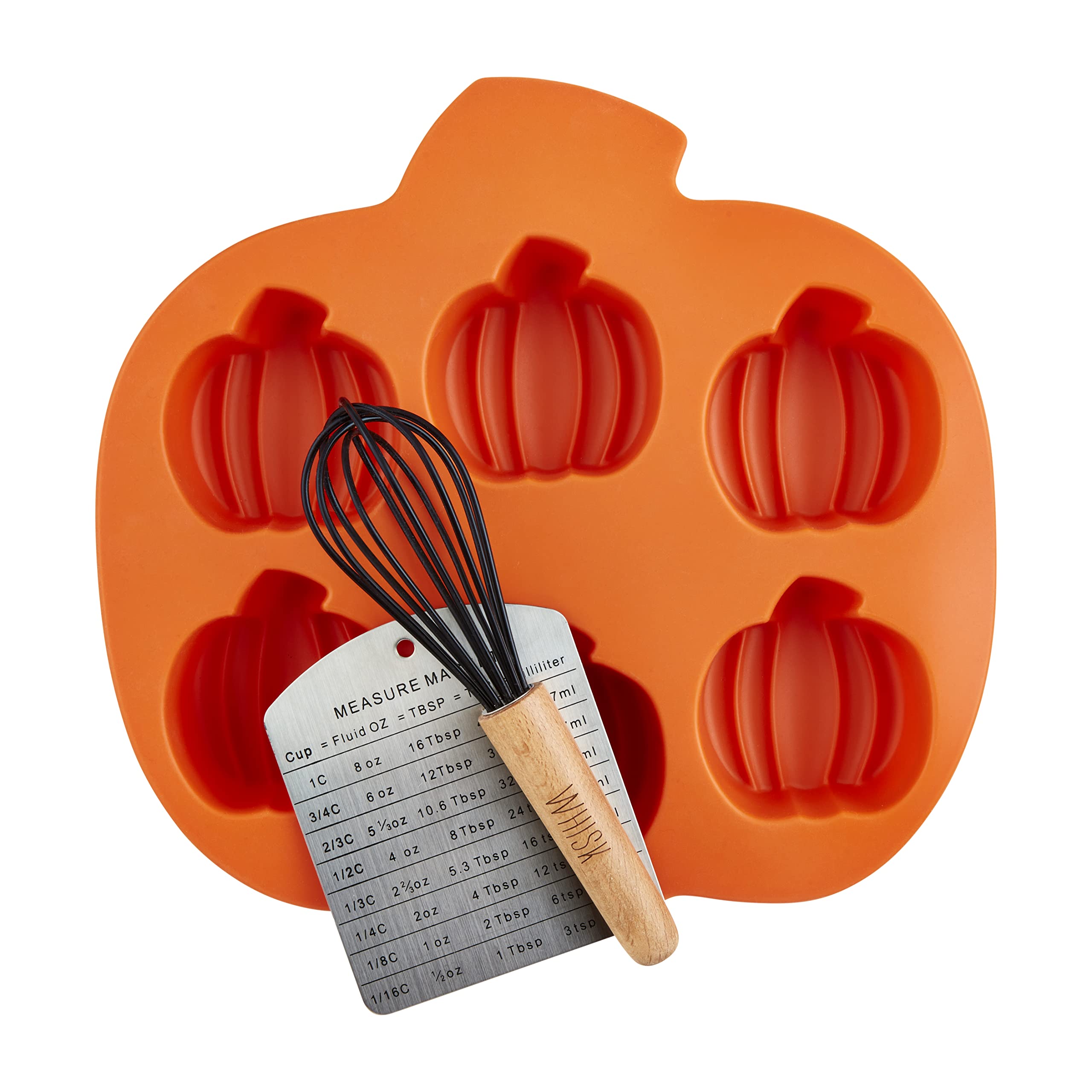 Mud Pie Pumpkin Silicone Baking Set, Mold 9 1/2'' X 9 3/4'',Orange