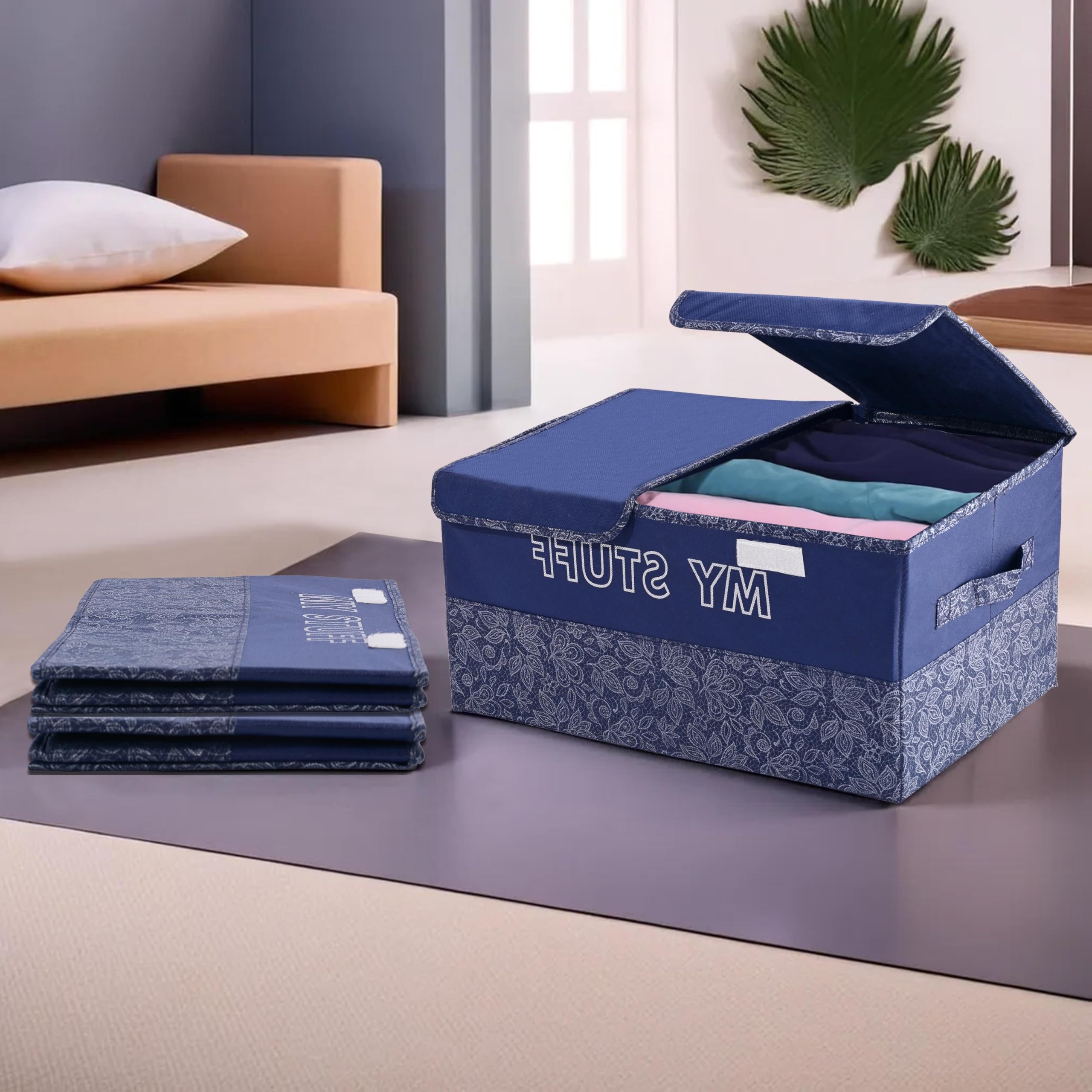 Kuber Industries Pack Of 3 Clothes Wardrobe Organizer (Large) 2 Compartments | Cupboard Organiser | Non-Woven | Clothes Organize