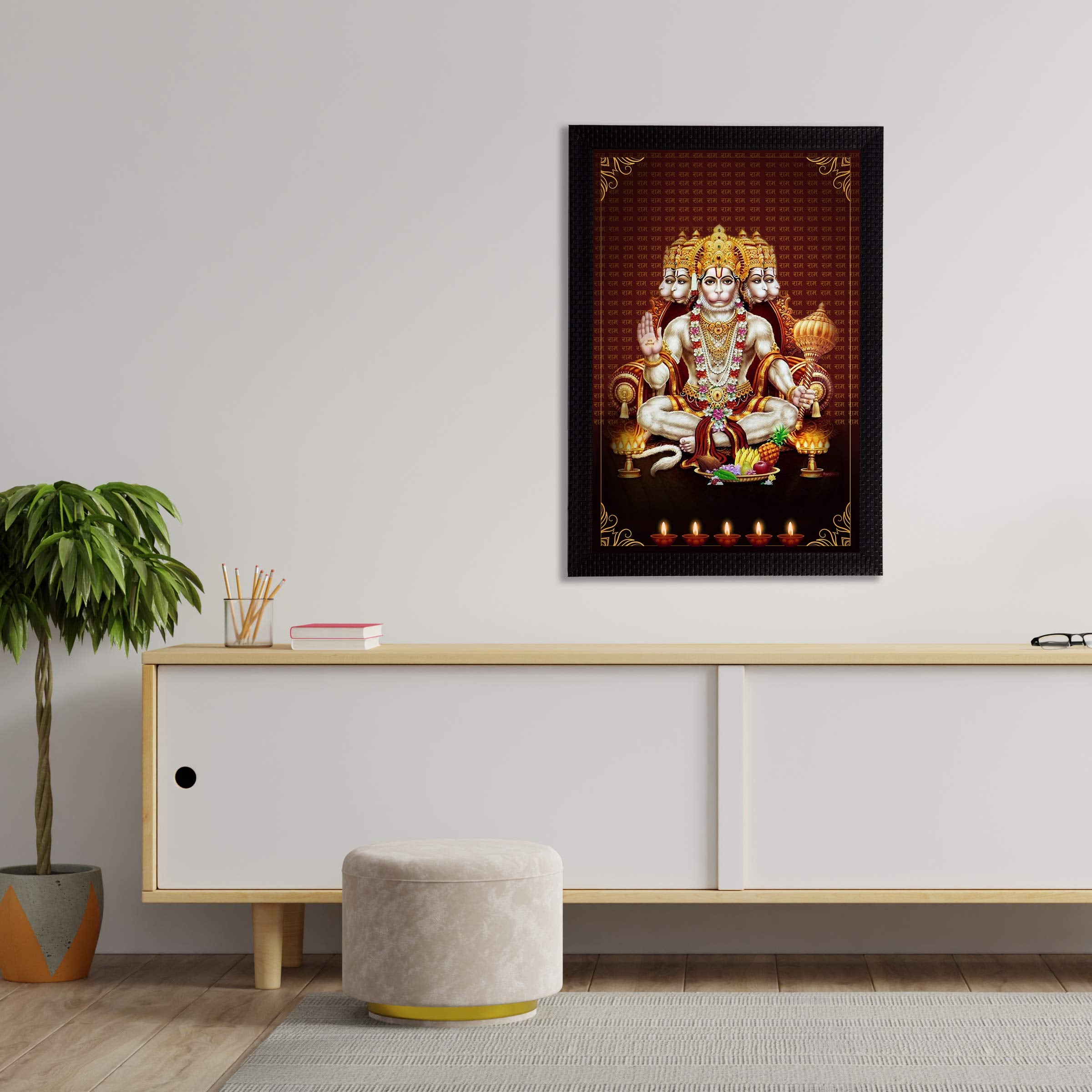 eCraftIndia Panch Mukhi Lord Hanuman Satin Matt Texture UV Art Painting