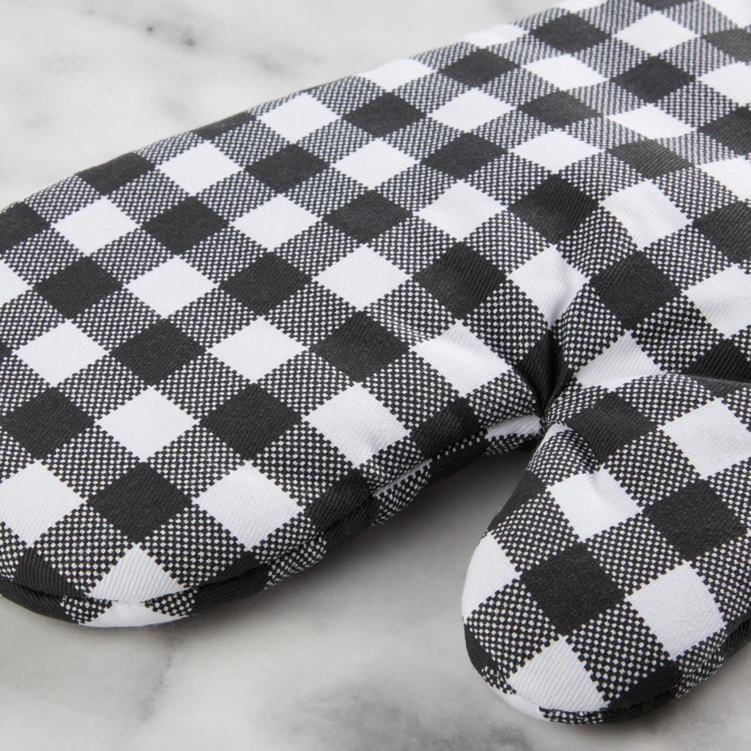 Kitchenaid Gingham Oven Mitt 2-Pack Set, Onyx Black, 7''X13''