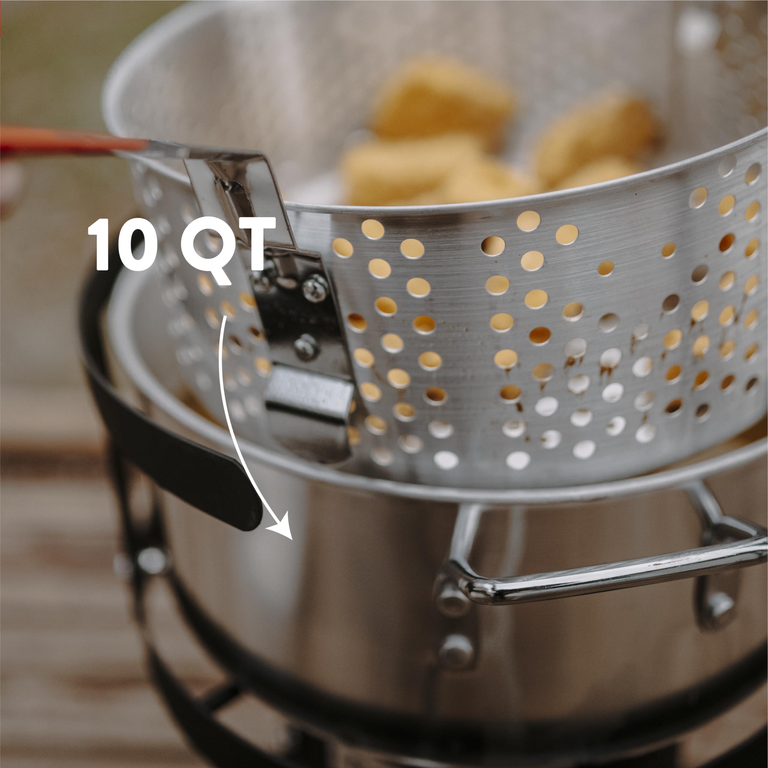 Gas One Propane Deep Fryer With 10Qt Deep Fryer Pot - High Grade Strainer Basket Aluminum Pot For Fish Fry Chicken Wings, Seafoo