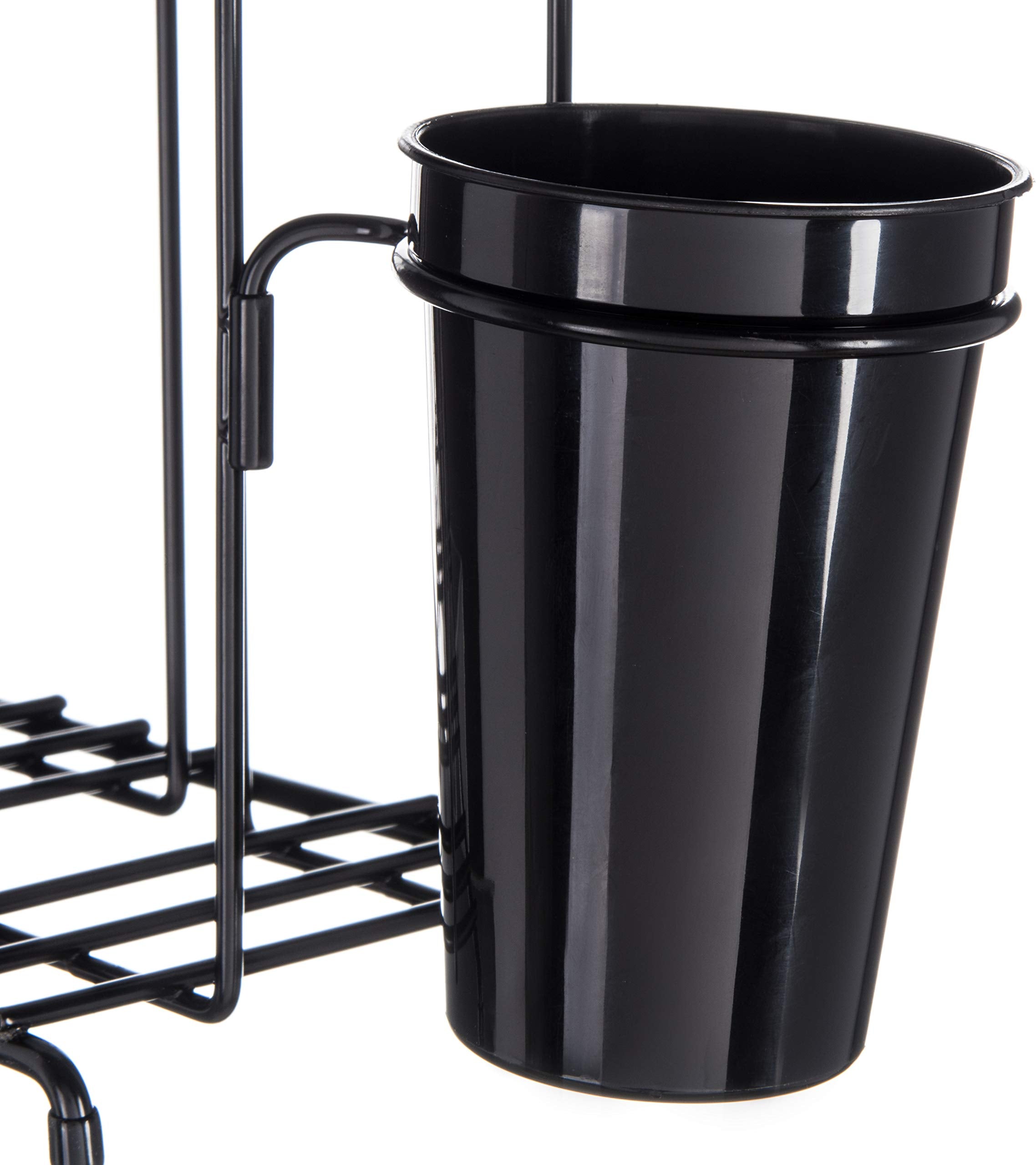 San Jamar Wireworks Cup And Lid Wire Organizer 3 Stacks With Straw Caddy For Restaurants, Dining Halls, And Fast Food, Steel Wir