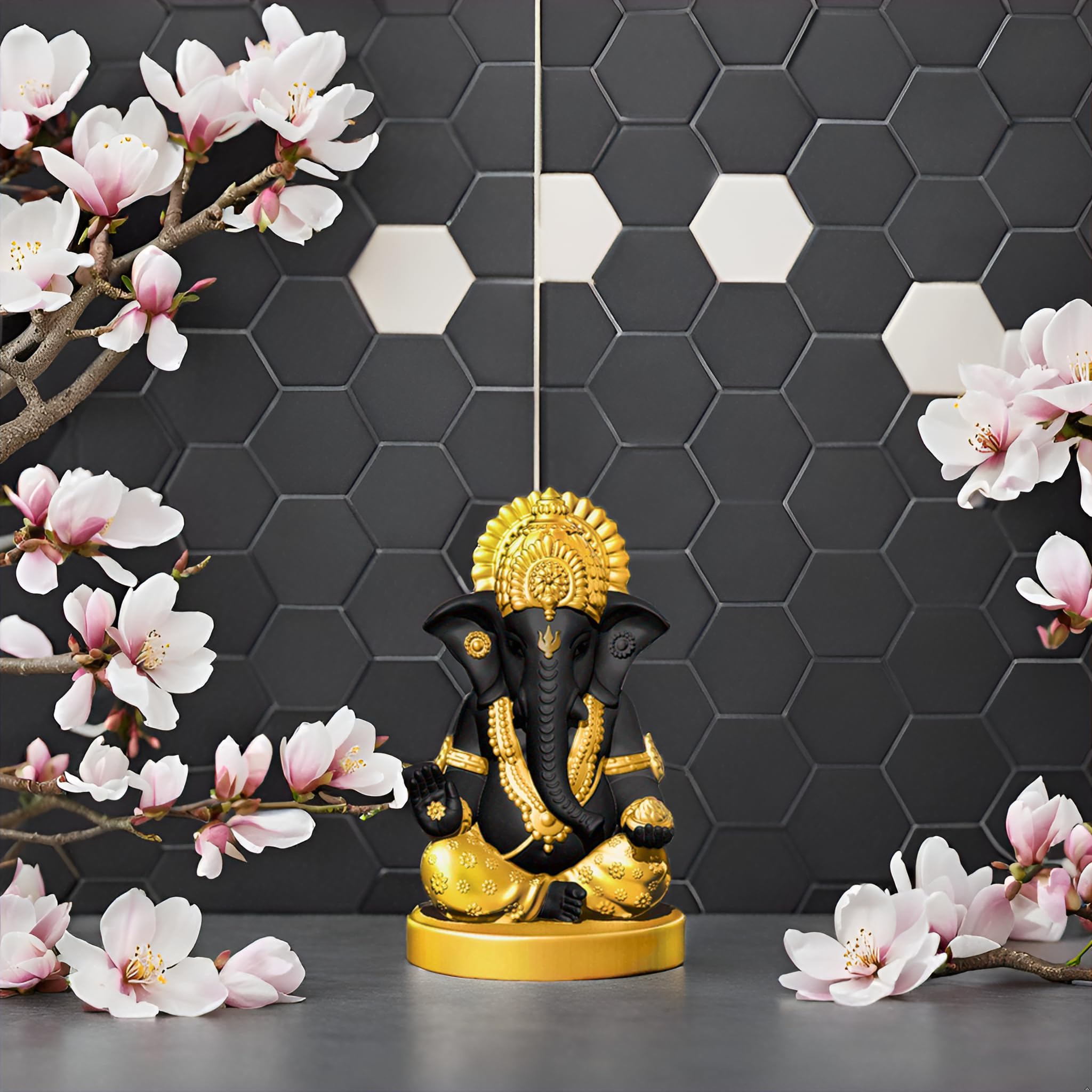 Signamio Handcrafted Black Ganesha Idol For Car Dashboard Item: Ganesh Ji, Ganpati Bappa Murti For Home Decor - Exquisite Car Go