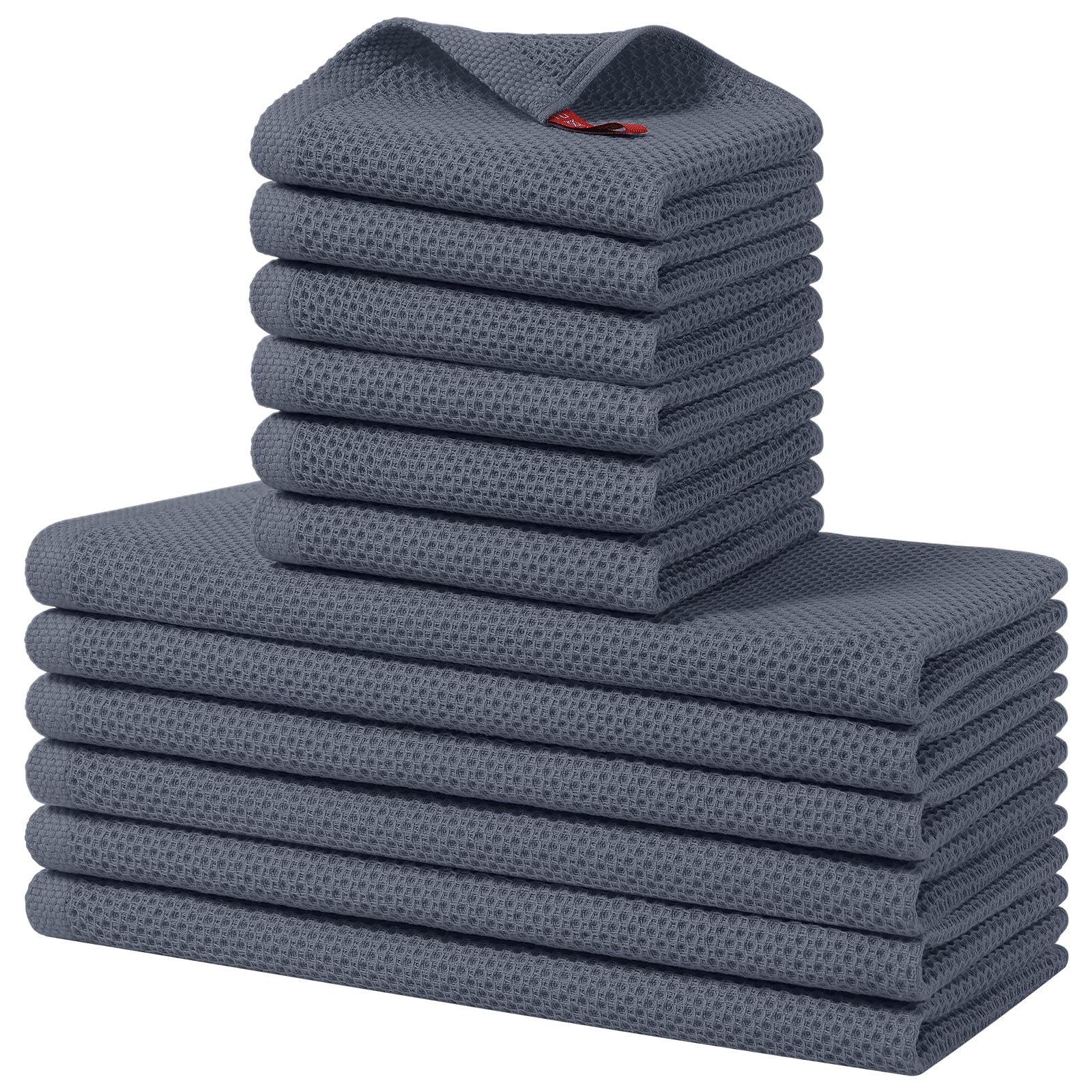 Homaxy 100% Cotton Kitchen Towels and Dishcloths Set, 12 x 12 Inches and 13 x 28 Inches, Set of 12 Bulk Kitchen Towels Set, Ultr