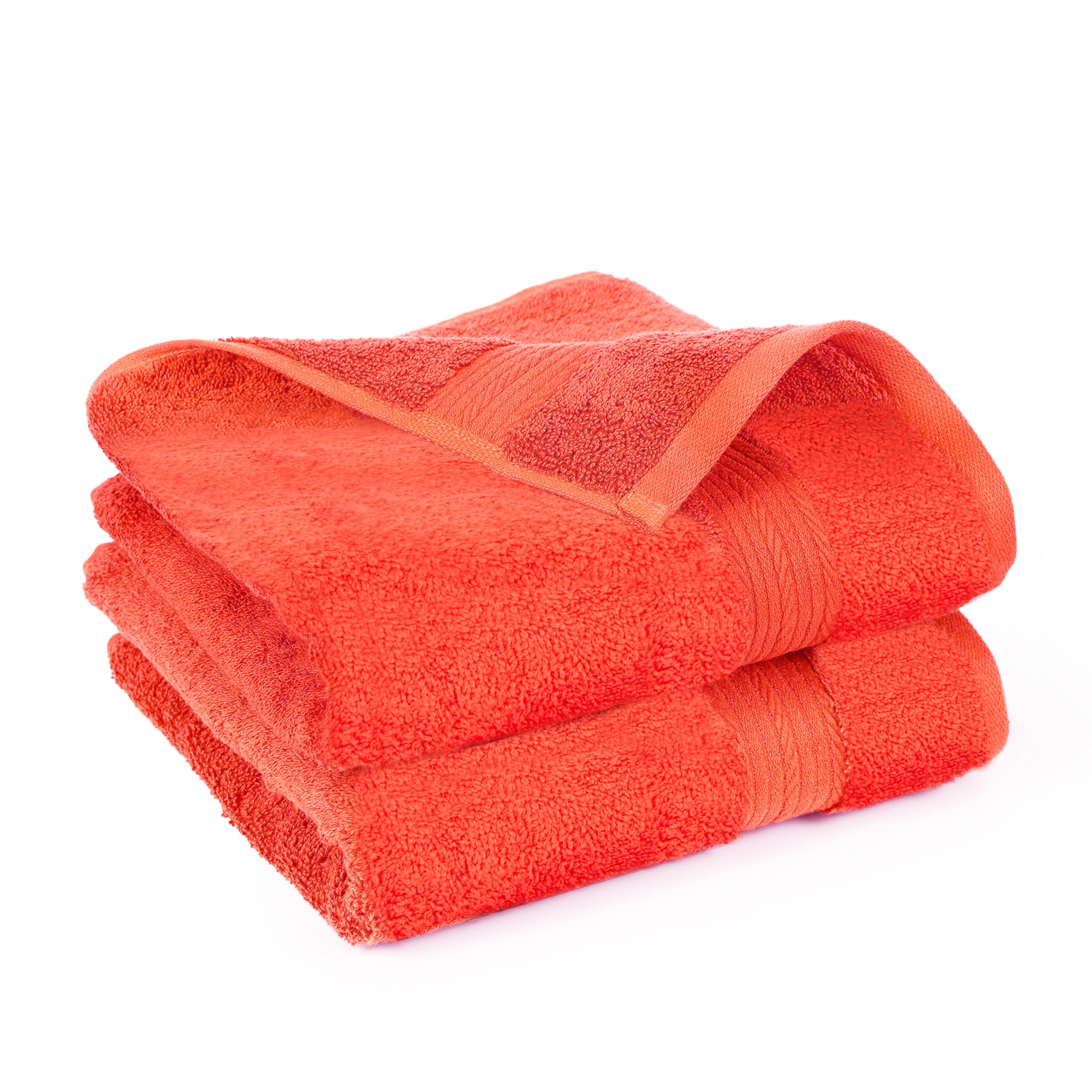 Ample Decor Bathroom Hand Towel 18 X 28 Inch 600 GSM 100% Cotton  Premium Soft Absorbent - 2 Pcs Orange