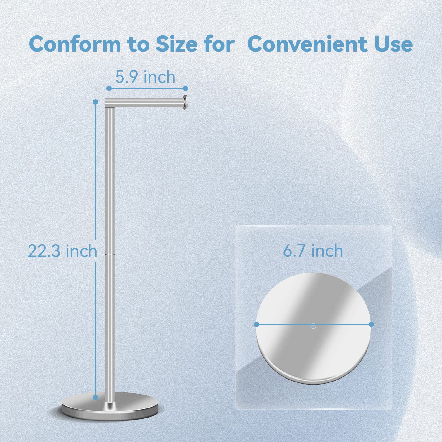 RRM Toilet Paper Holder Stand  Bathroom Free Standing Toilet Paper Holder with Reserve Storage 3-4 Toilet Paper Rolls  22-inch Stainless Steel Toilet Paper Holder Stand (Brushed)