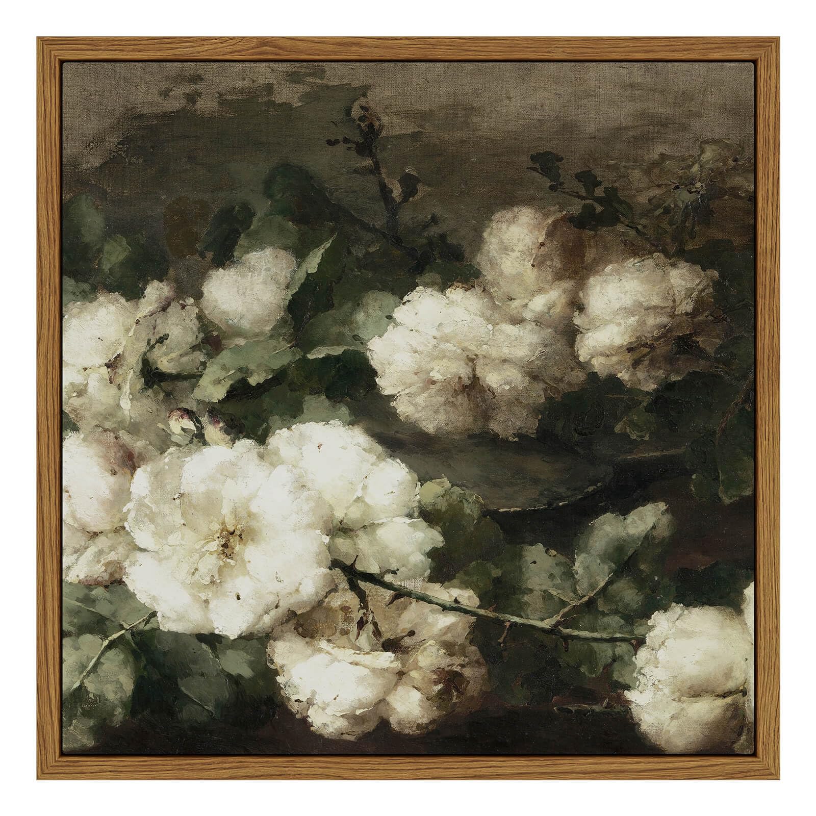 Insimsea Square Framed Canvas Wall Art, Vintage Flower Pictures Rustic Floral Wall Art For Living Room, Flowers Wall Prints, Flo
