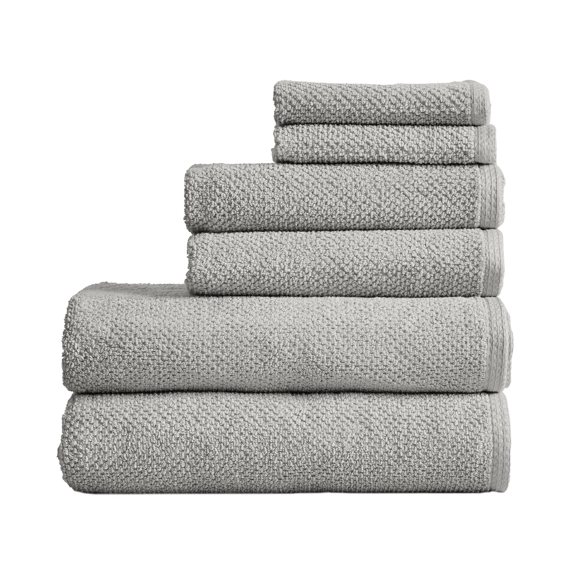 Great Bay Home 100% Cotton Bath Towels Luxury 6 Piece Set - 2 Bath Towels, 2 Hand Towels, 2 Washcloths - Quick-Dry, Absorbent Te