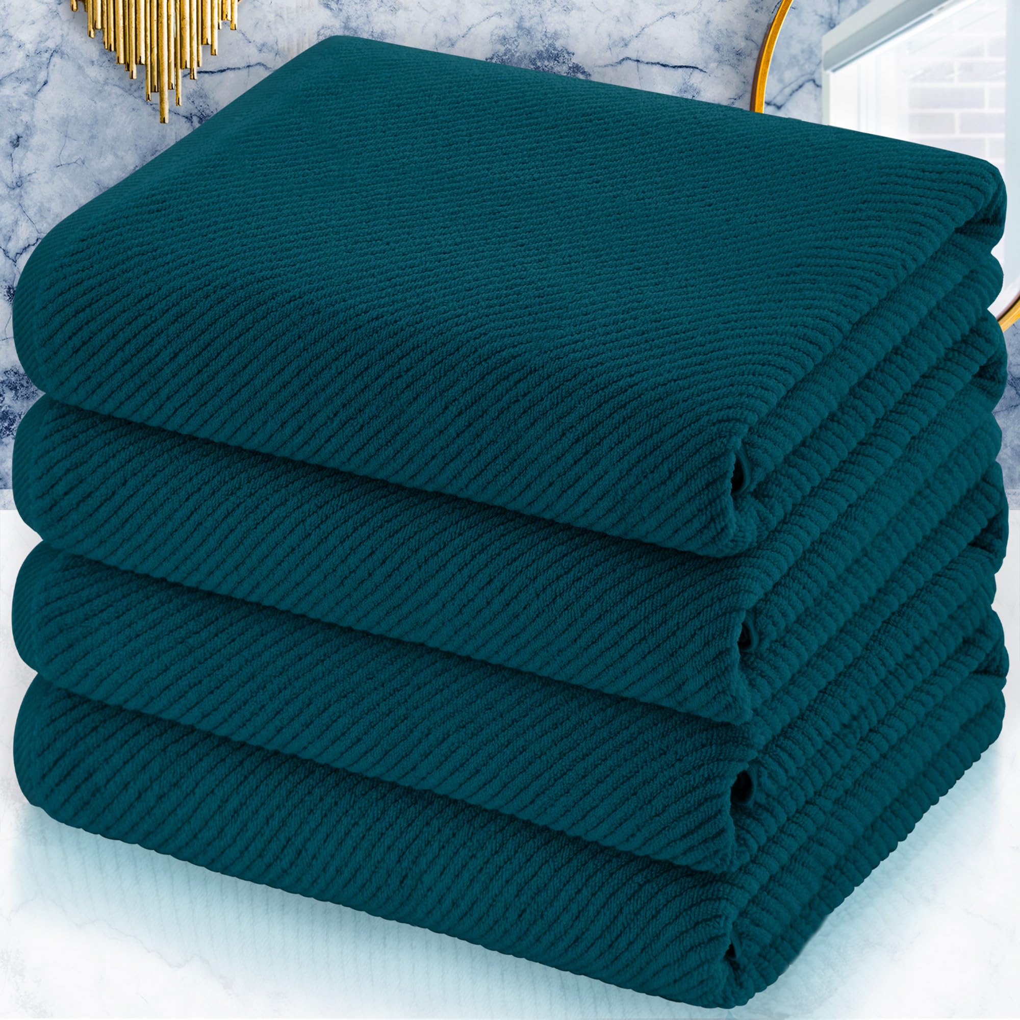 Voova & Movas Bath Towels Set Of 4, Large 30'' X 56'' - 100% Cotton | Thick | Light Weight | Soft | Absorb | Quick Dry, Bath Tow