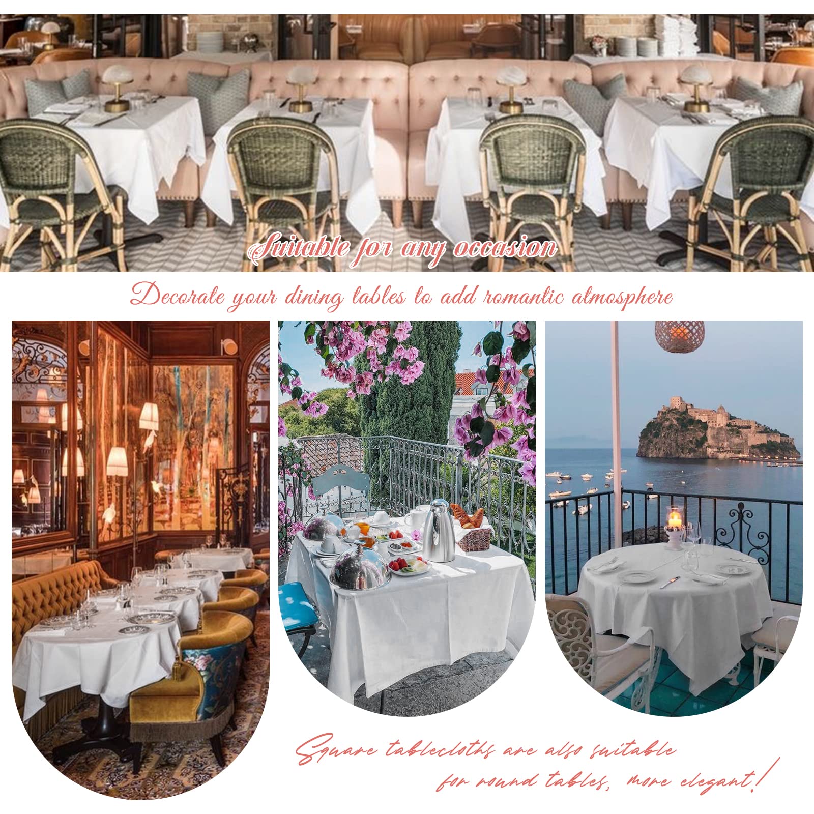 Showgeous 10 Pack Round Tablecloth 60 Inch Polyester Round Table Cloth White Tablecloths for Round Tables Wrinkle Resistant Washable Decorative Fabric Table Covers for Wedding Dining Party Buffet