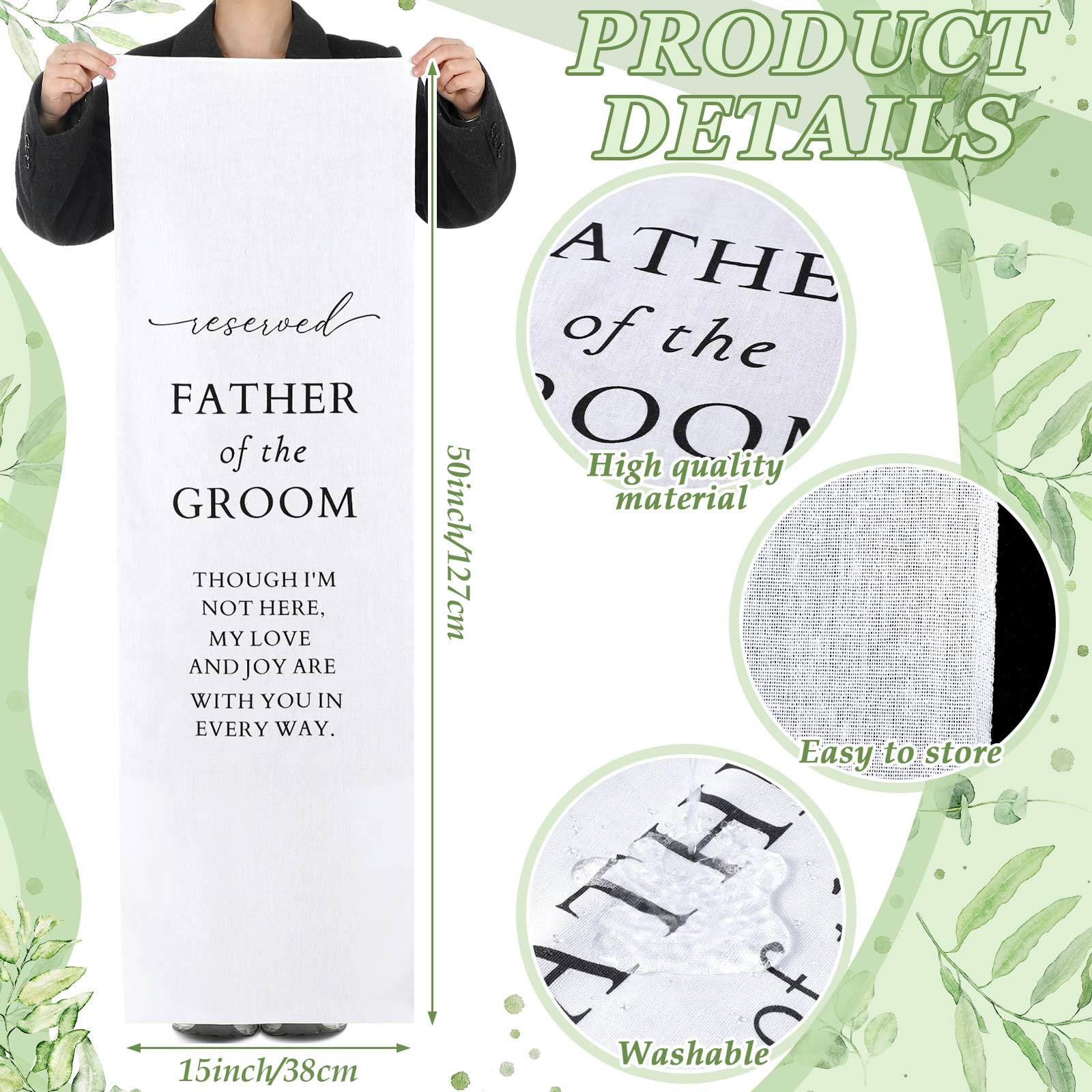 HunnmingRe Father of the Groom Wedding Memorial Reserved Chair Sign Banner in Loving Memory of Parents Celebrating from Heaven W