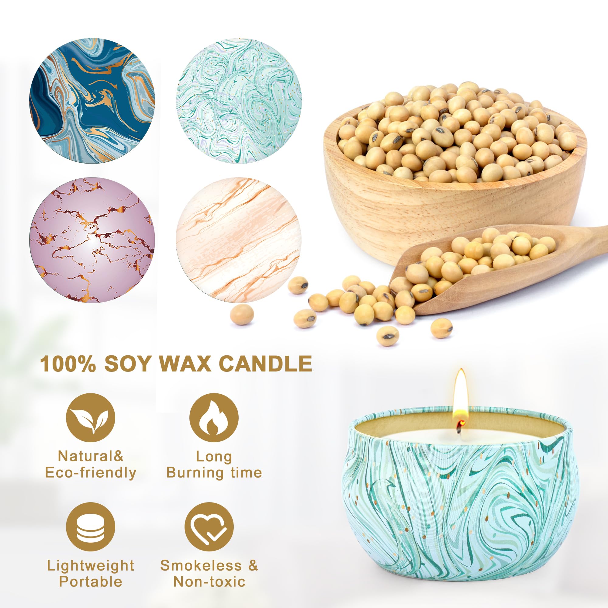 Christmas Candle Gifts - Scented Candles Gifts Set for Women, 4 Packs Aromatherapy Candles for Home Scented, 120H Long Burning N