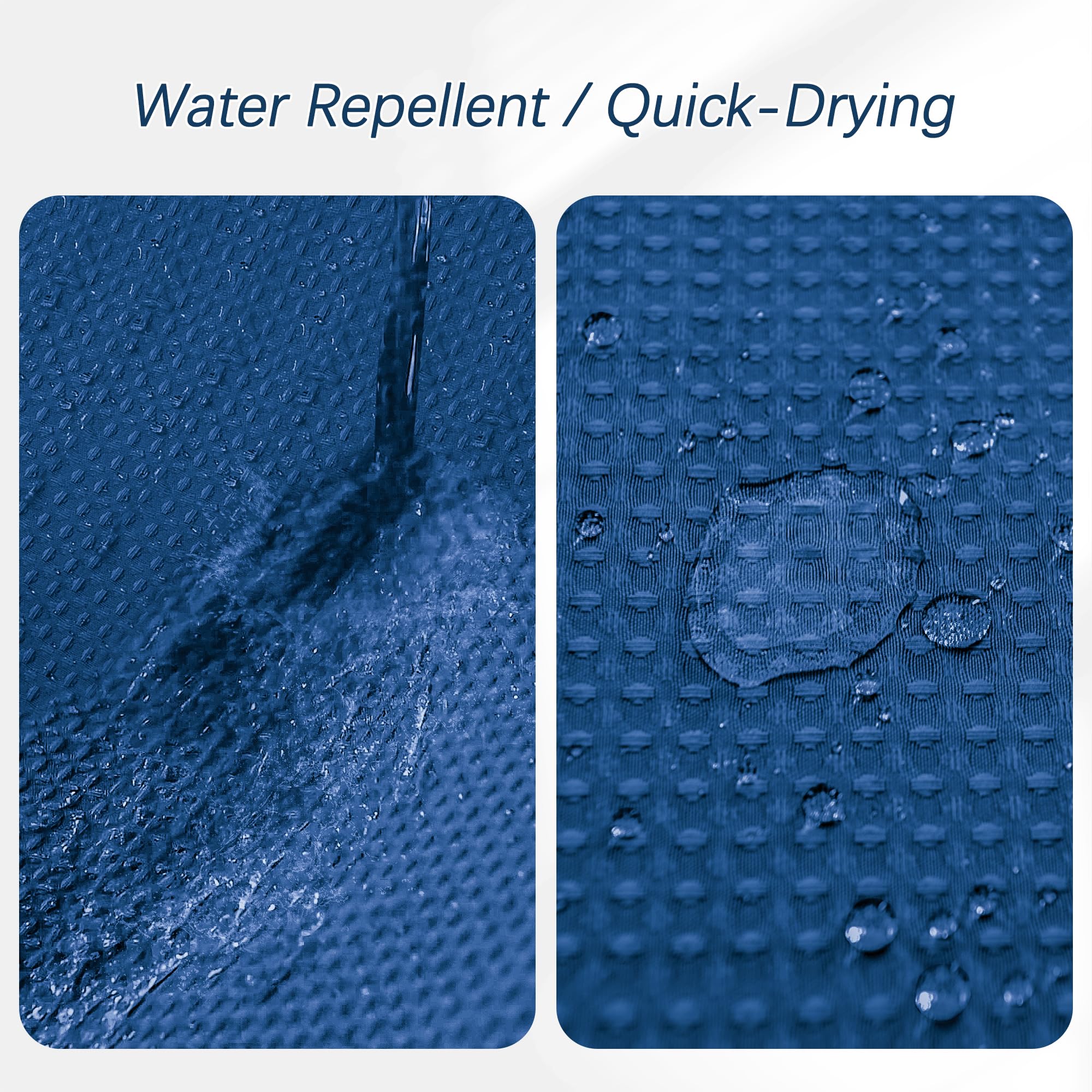 Classic Blue Fabric Shower Curtain For Bathroom Stall, 60 Inche Waffle Weave Shower Curtain, Machine Washable Waterproof 256Gsm