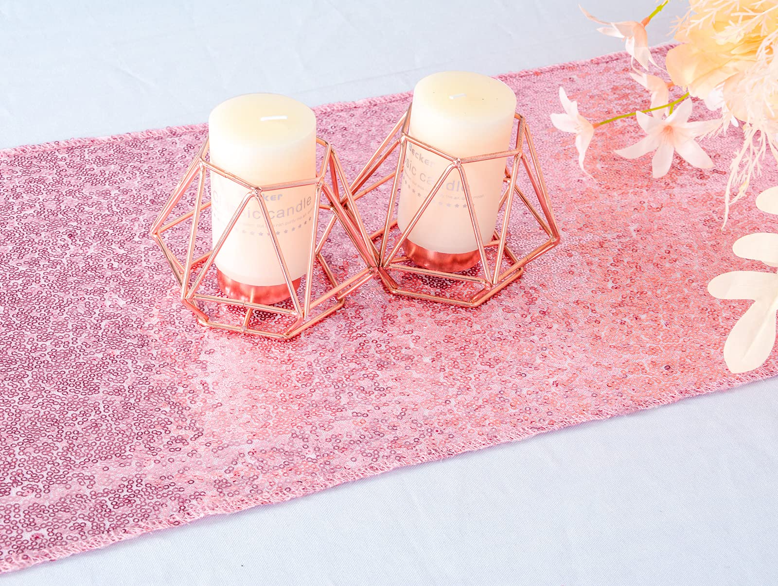 Shinybeauty 12X72-Inch Rectangle-Sequin Table Runner-Fushia Pink For Wedding/Party/Decor (12X72-Inch) Rose Pink Table Runner Met