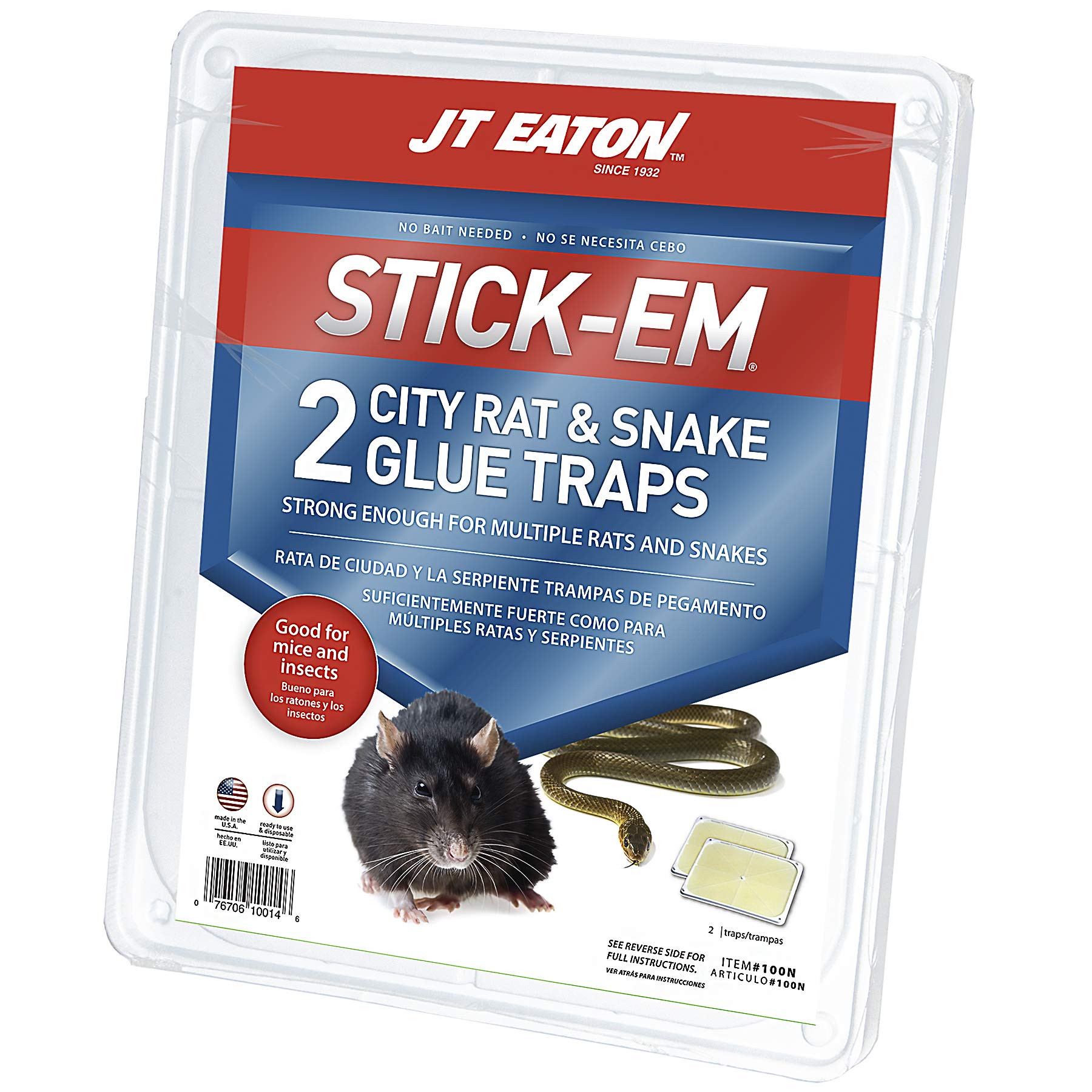 J T Eaton 100N-6 Stick-Em City Rat And Snake Glue Traps, 2