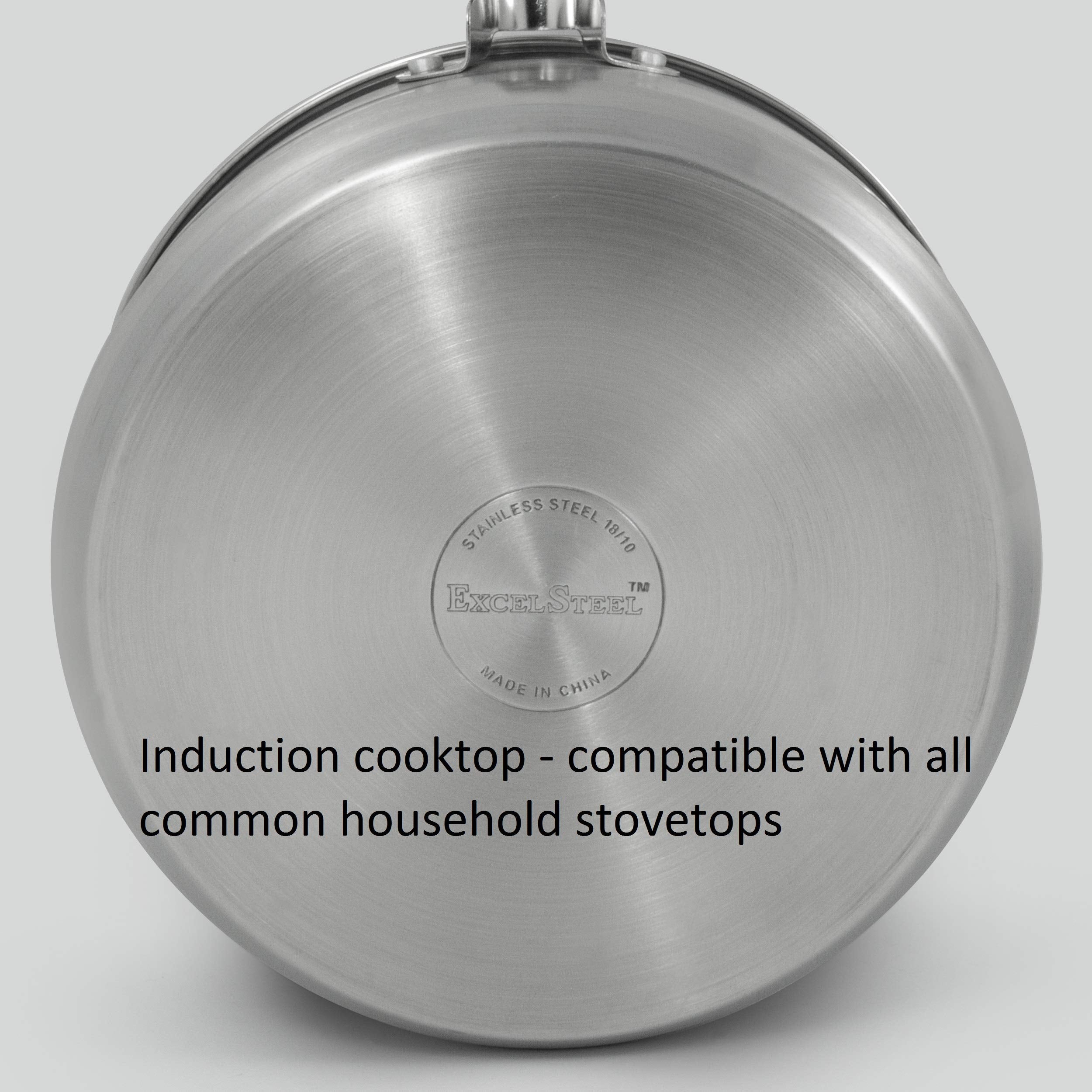 Excelsteel Silicone Spatula Gift, Easy Use Stove Top Breakfast Brunch Egg Poacher Saucepan 6 Cup, 4Qt, Stainless