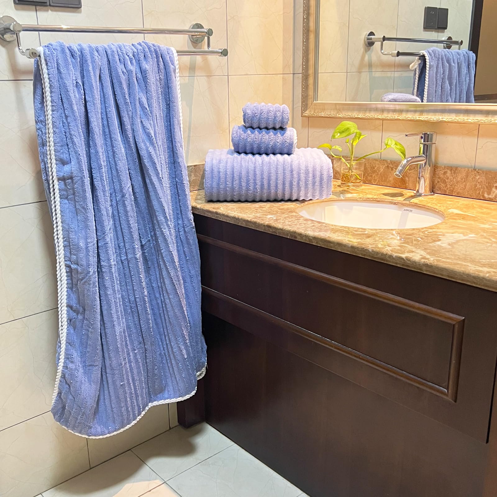 Ytyc 39X78 Inches Oversized Bath Sheets Towels Set Extra Large Towels For Bathroom Luxry Plush Super Soft Absorbent Stripe Hangi