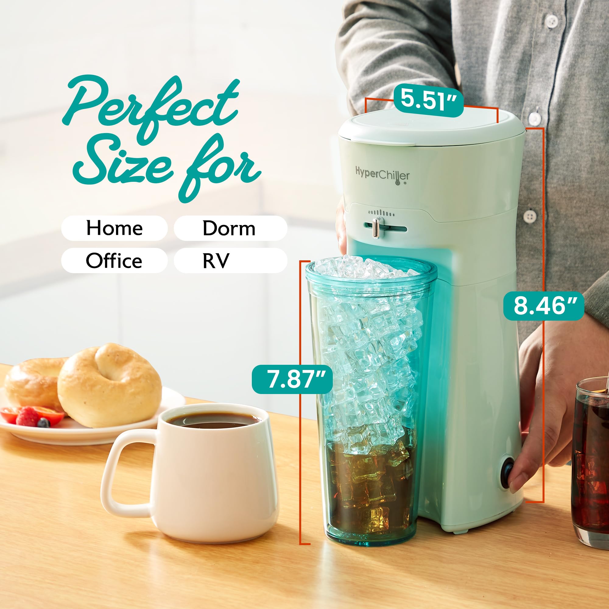 Hyperchiller Ehc824 Iced & Hot Coffee Maker, Adjustable Flow/Strength Lever, Includes 20 Oz. Tumbler & Reusable Straw, Compatibl