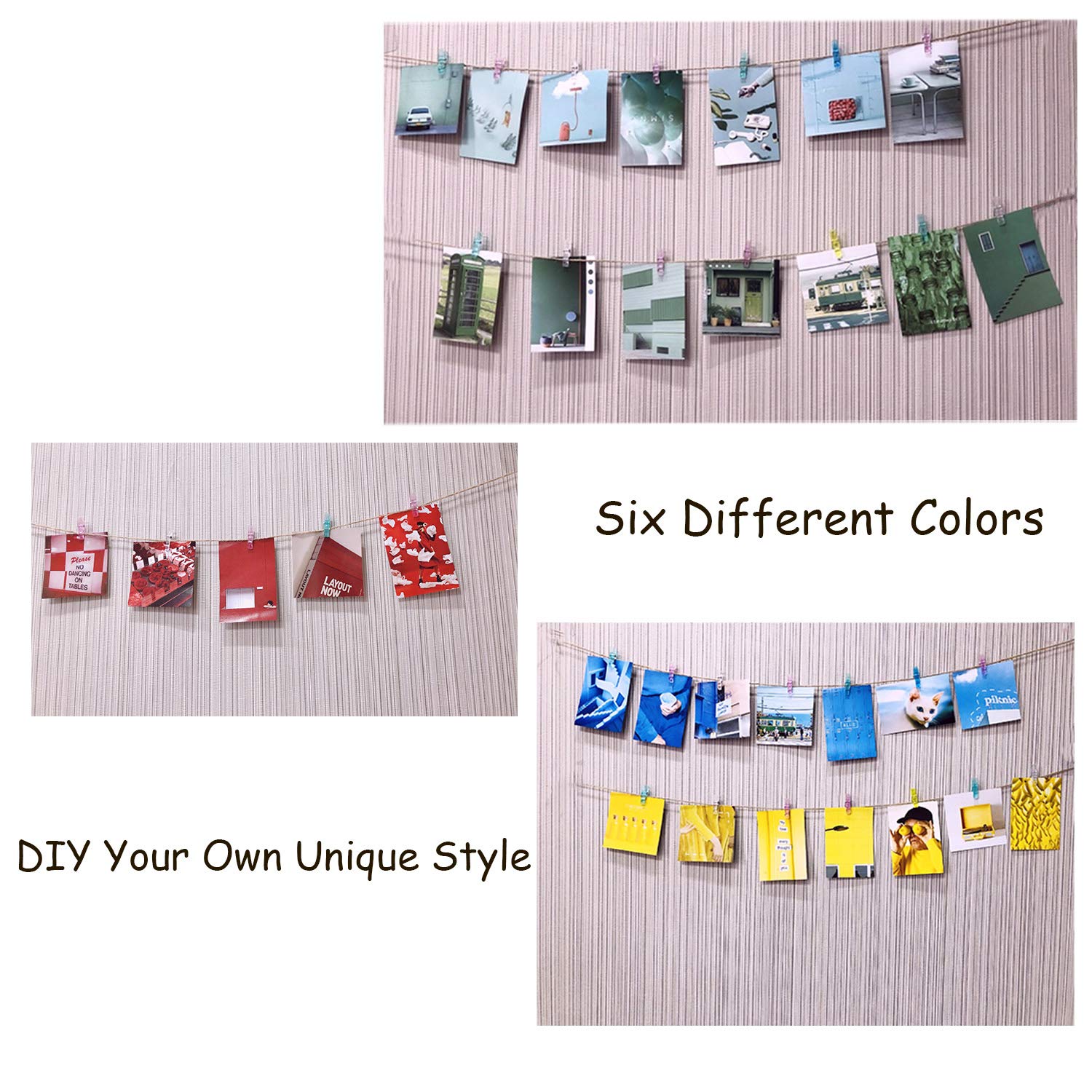 Angmln 120 Pieces Photo Clips Mini Colored Plastic Clips, Clothespins Binder Clips For Hanging String Fairy Lights Picture, Pola